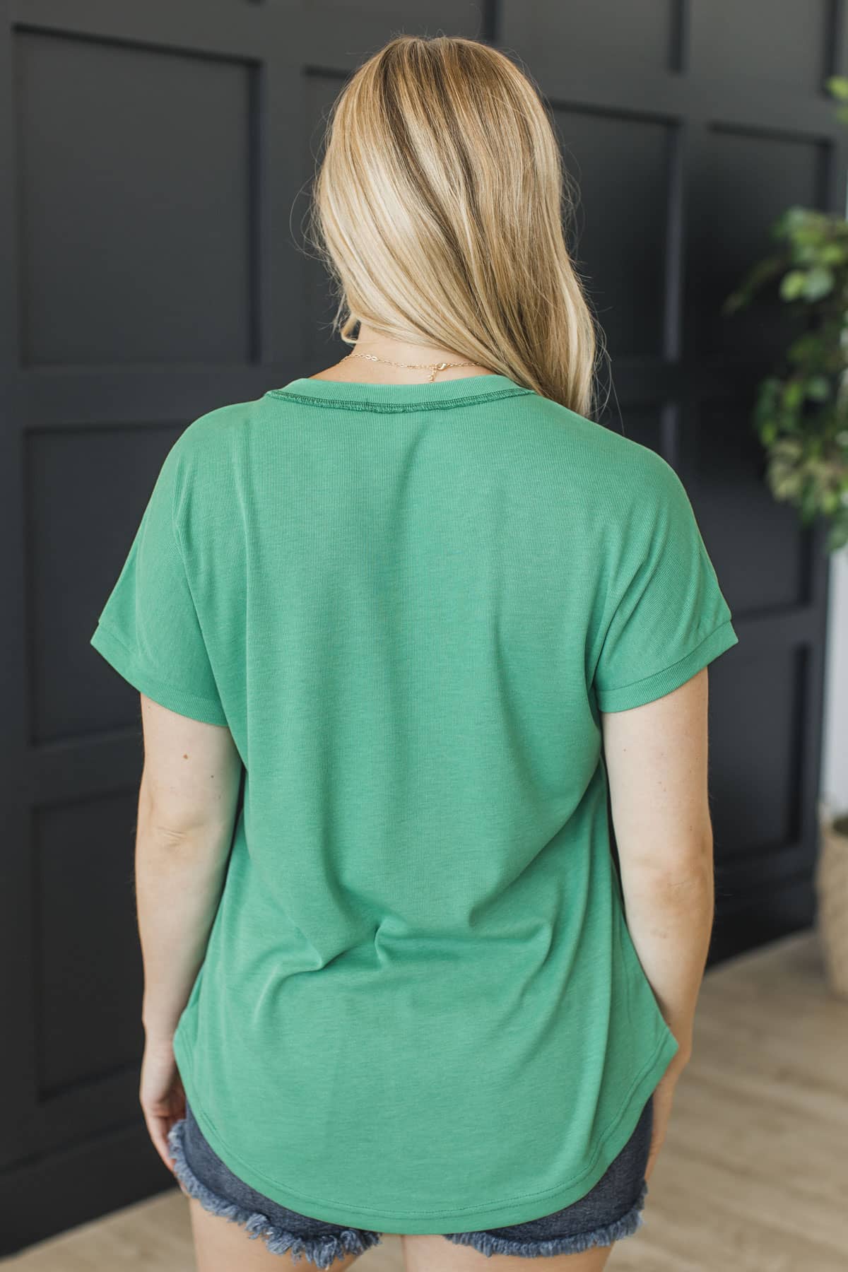 Barefoot Comfort Short Sleeve V-Neck Top- Jade - Image 7