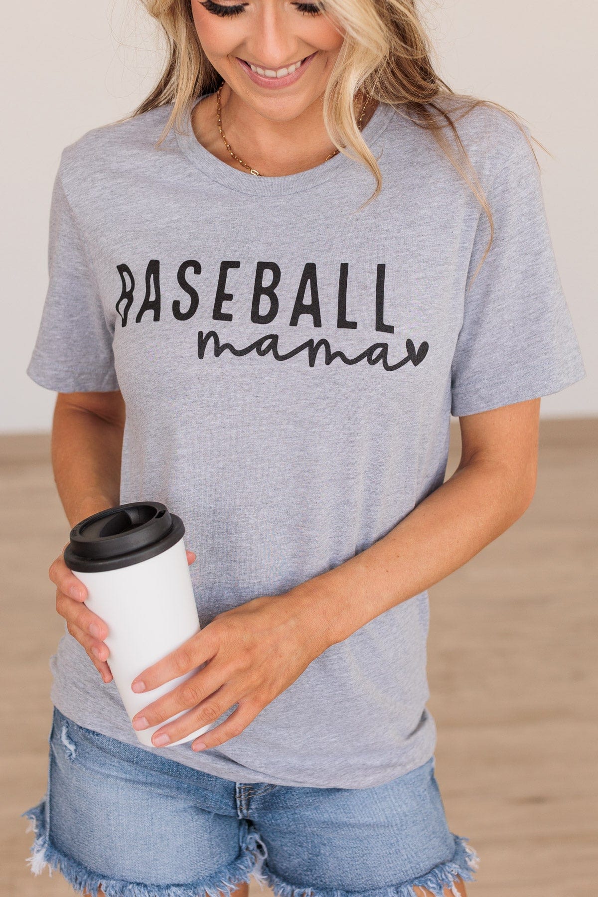 "Baseball Mama" Graphic Tee- Heather Gray