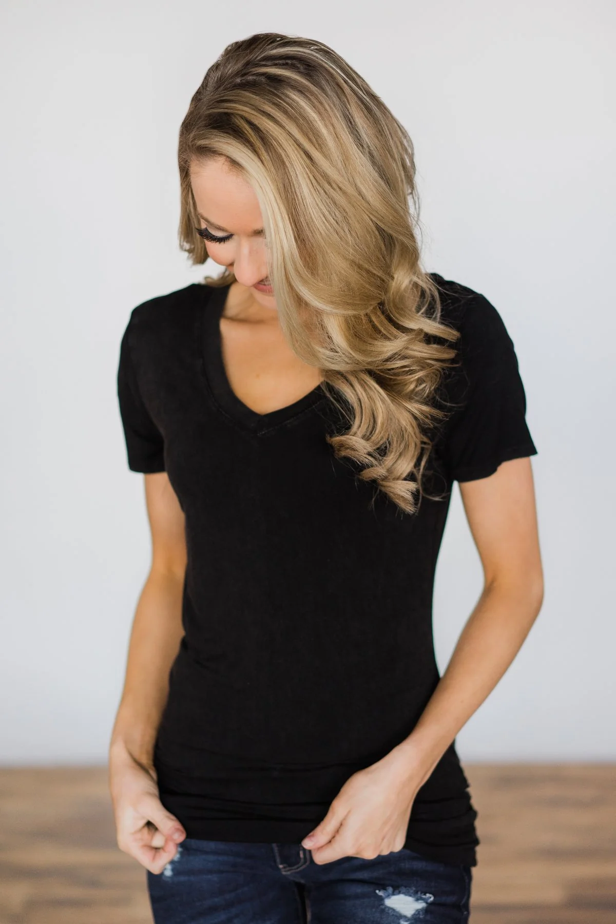 Basic Black V-Neck Top - Image 4
