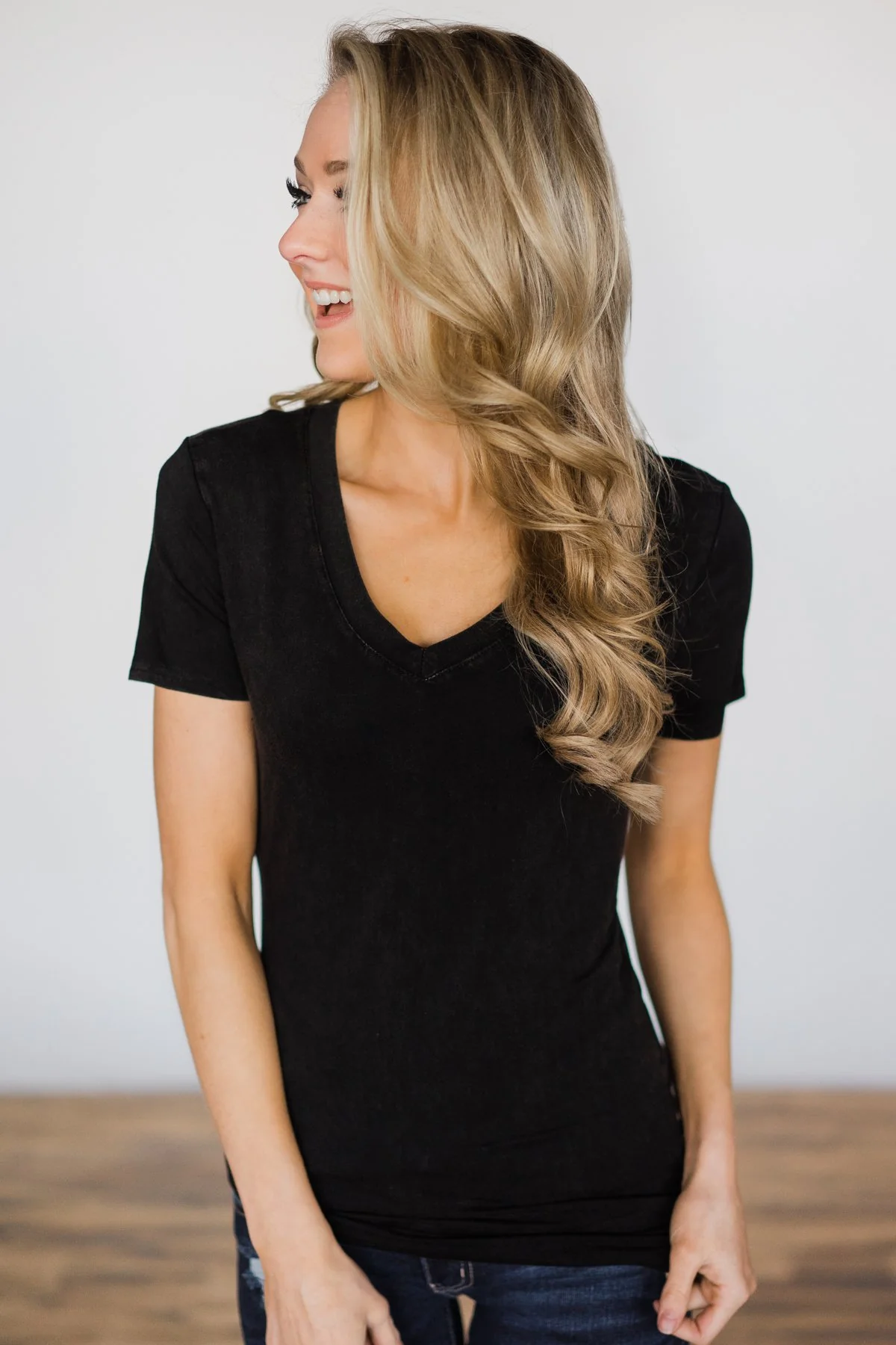 Basic Black V-Neck Top - Image 5