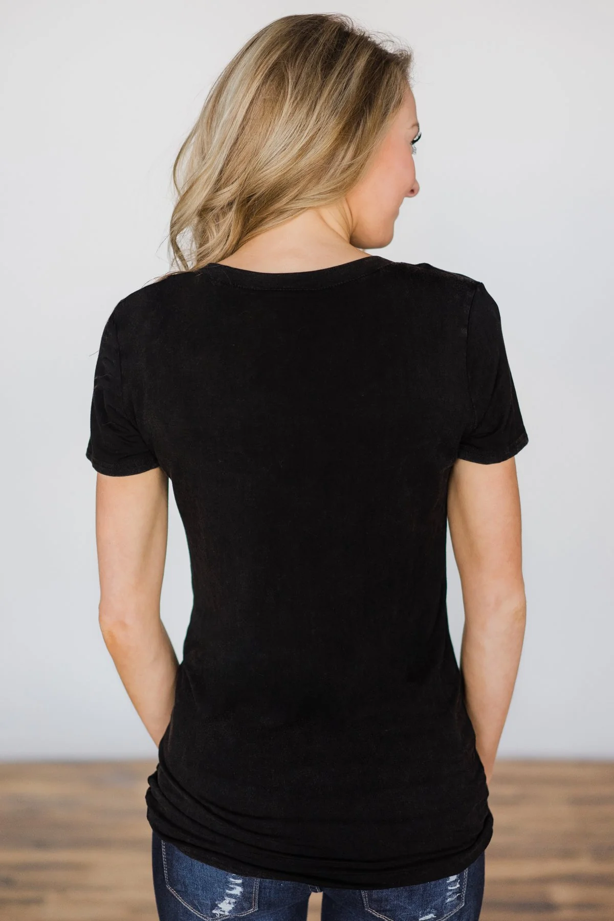 Basic Black V-Neck Top - Image 7