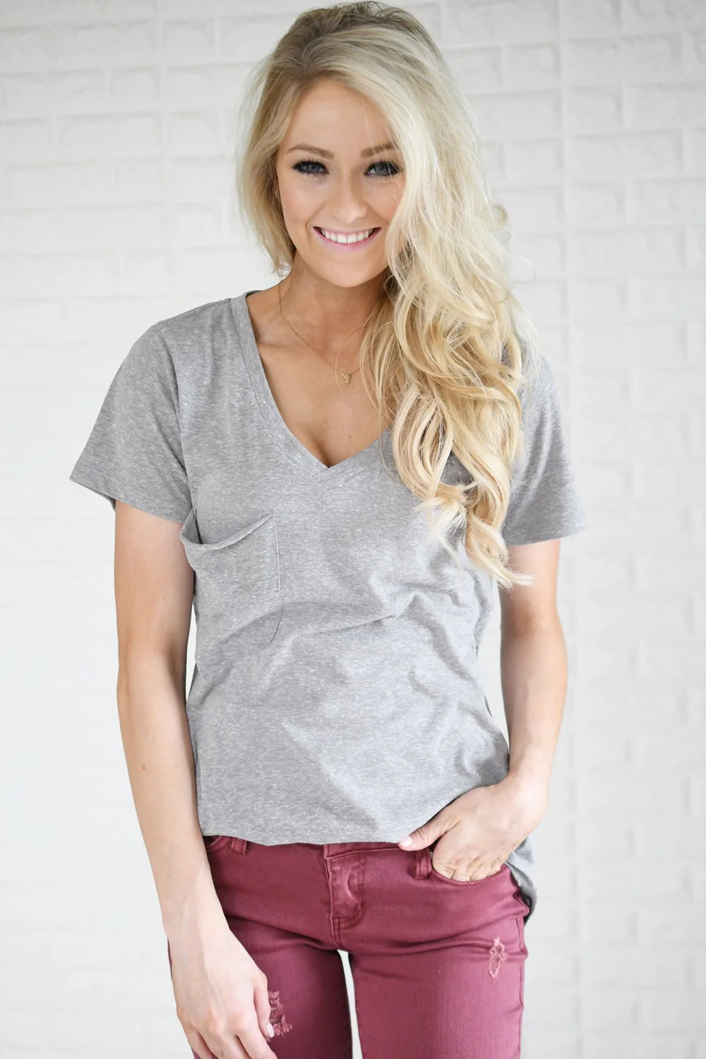 Basic Grey Pocket Tee - Image 5