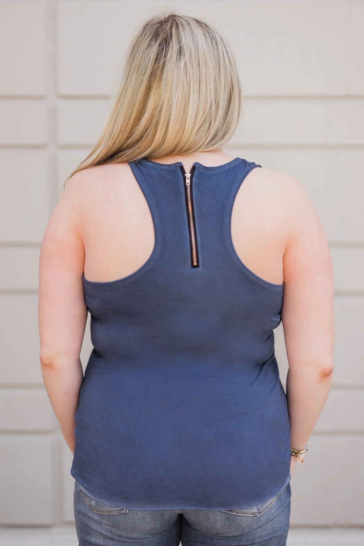 Basic Zipper Pocket Tank ~ Indigo - Image 5
