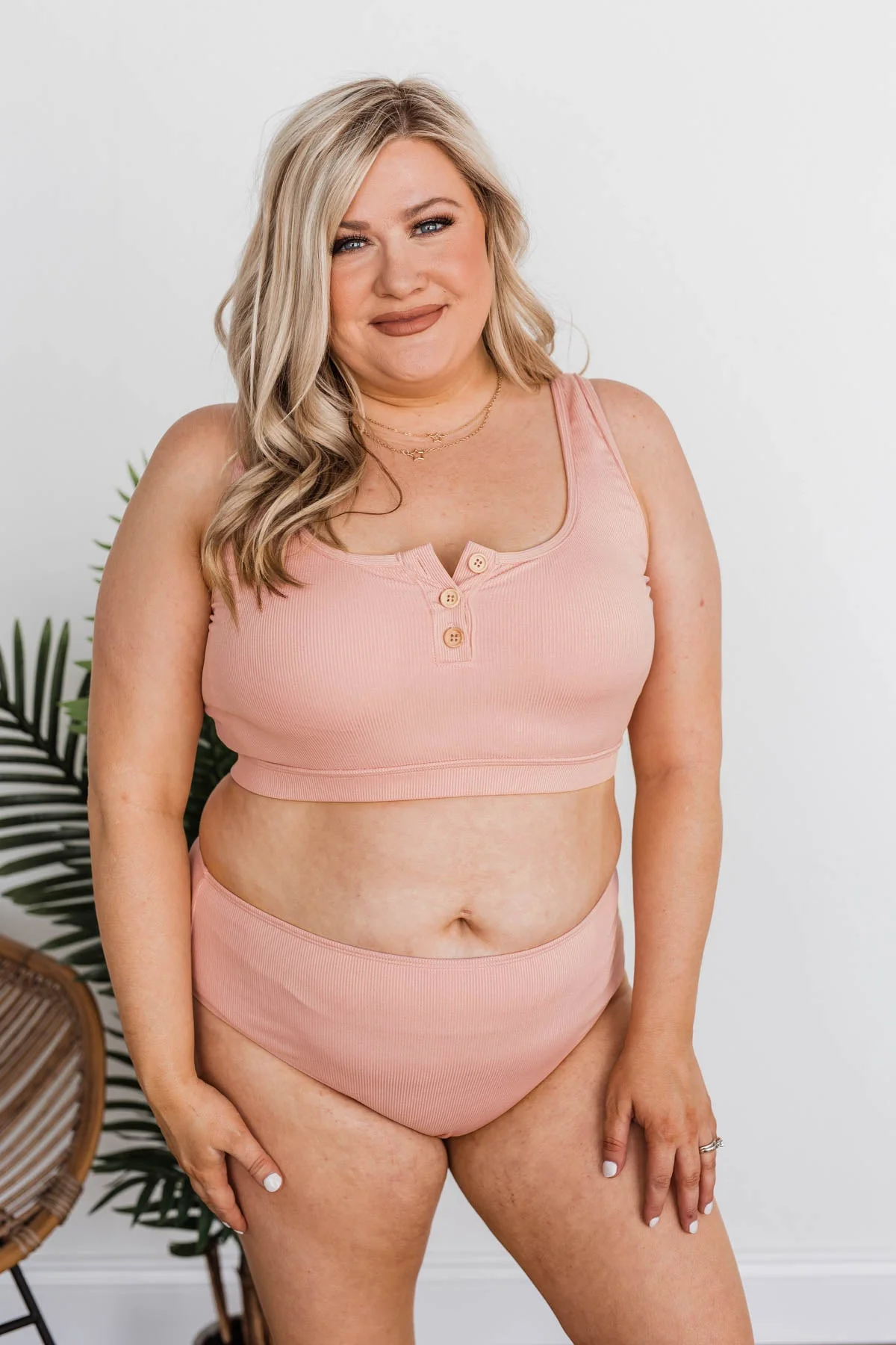 Bask In The Sun Mid-Rise Swim Bottoms- Baby Pink - Image 3
