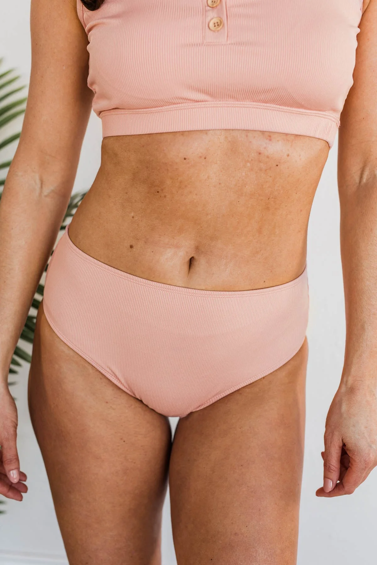 Bask In The Sun Mid-Rise Swim Bottoms- Baby Pink - Image 4