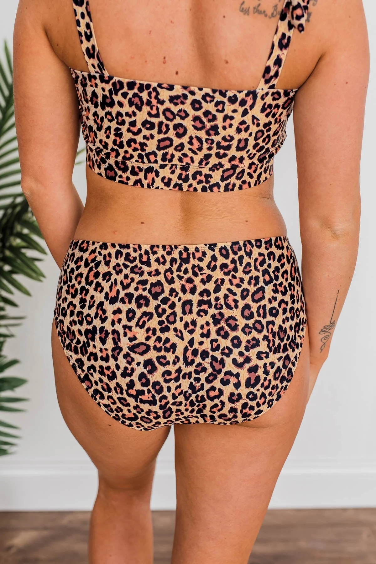 Bask In The Sun Mid-Rise Swim Bottoms- Leopard - Image 11