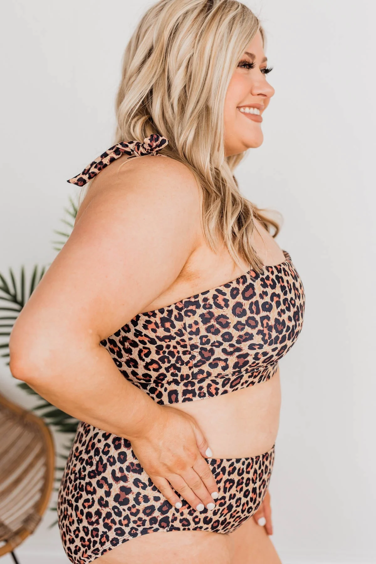 Bask In The Sun Mid-Rise Swim Bottoms- Leopard - Image 12
