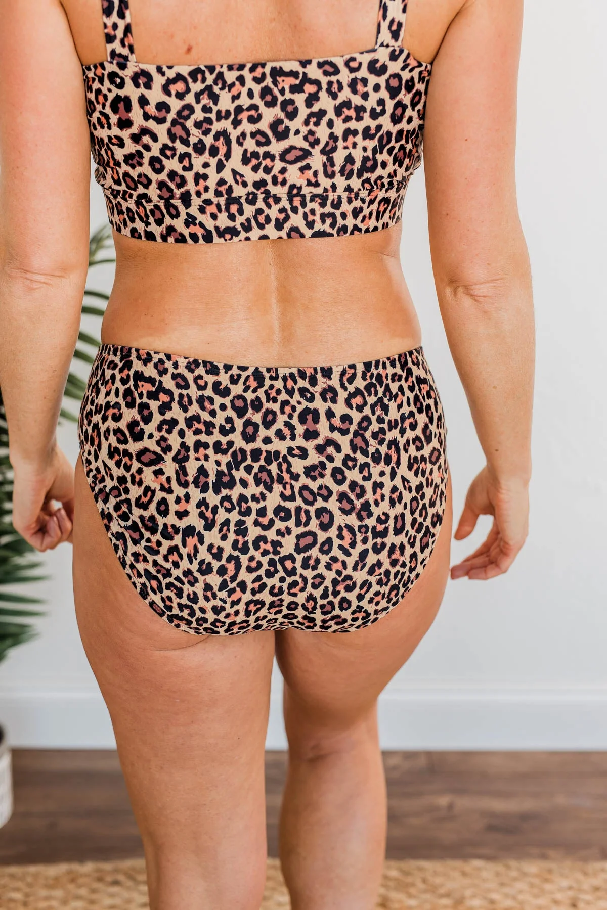 Bask In The Sun Mid-Rise Swim Bottoms- Leopard - Image 13
