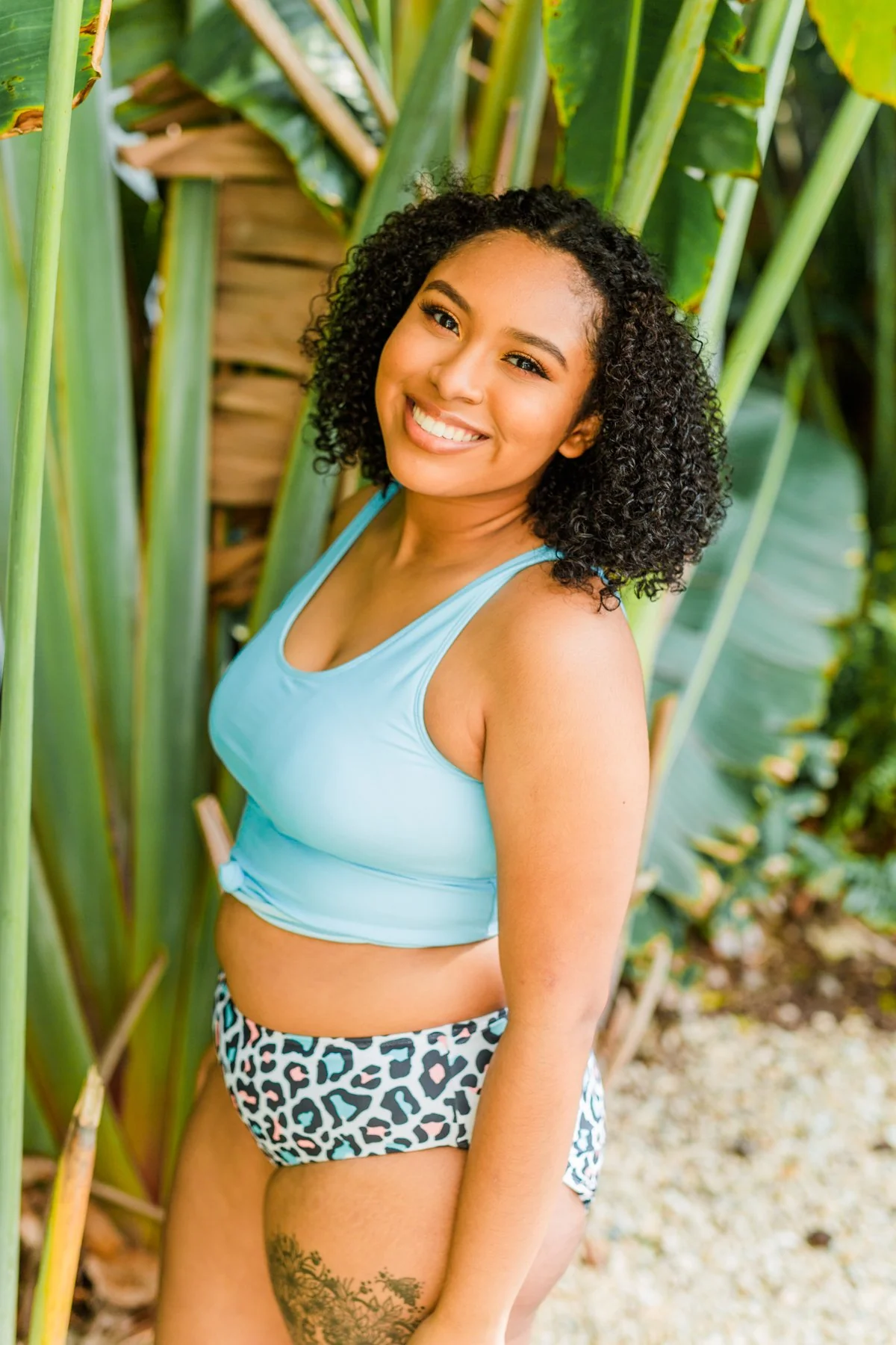 Bask In The Sun Mid-Rise Swim Bottoms- Multi-Color Leopard - Image 6