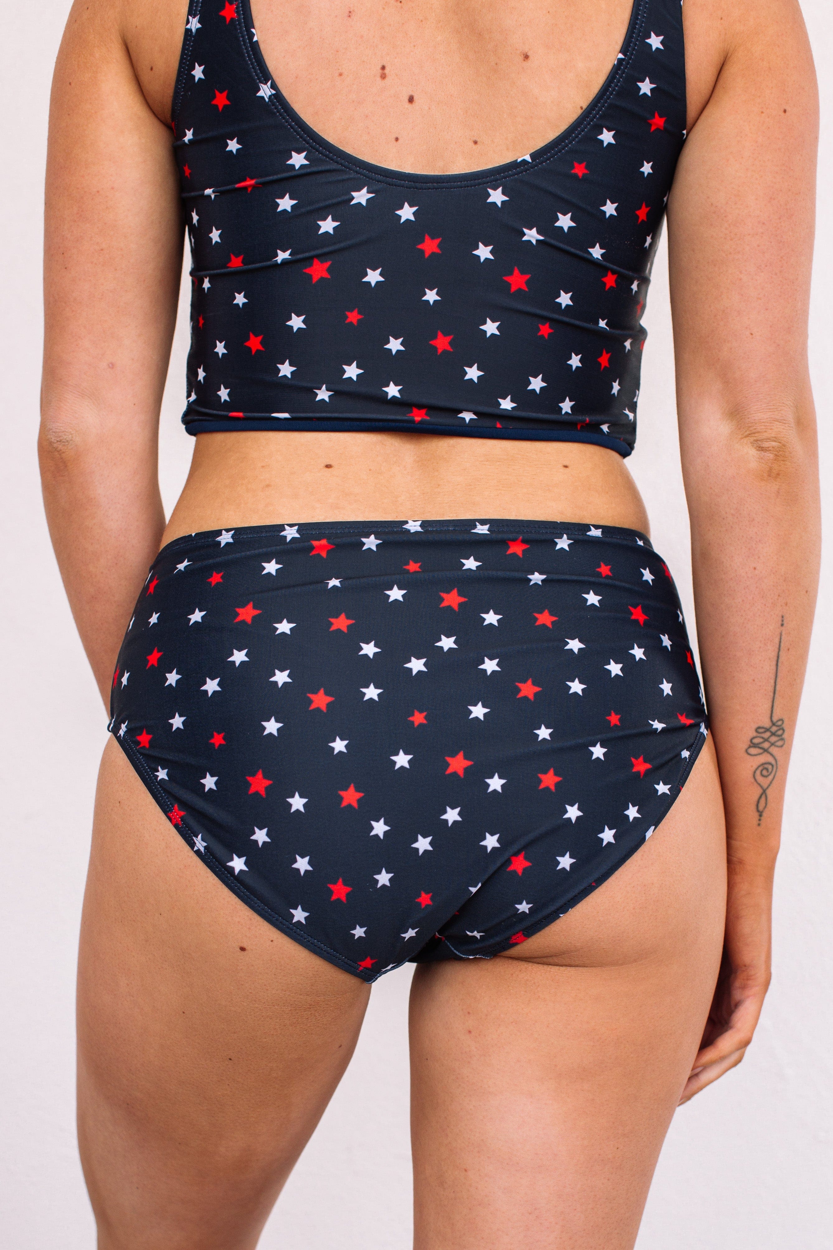 Bask In The Sun Mid-Rise Swim Bottoms- Navy Star - Image 16