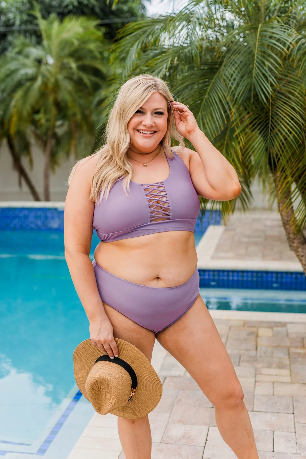Bask In The Sun Mid-Rise Swim Bottoms- Purple - Image 6