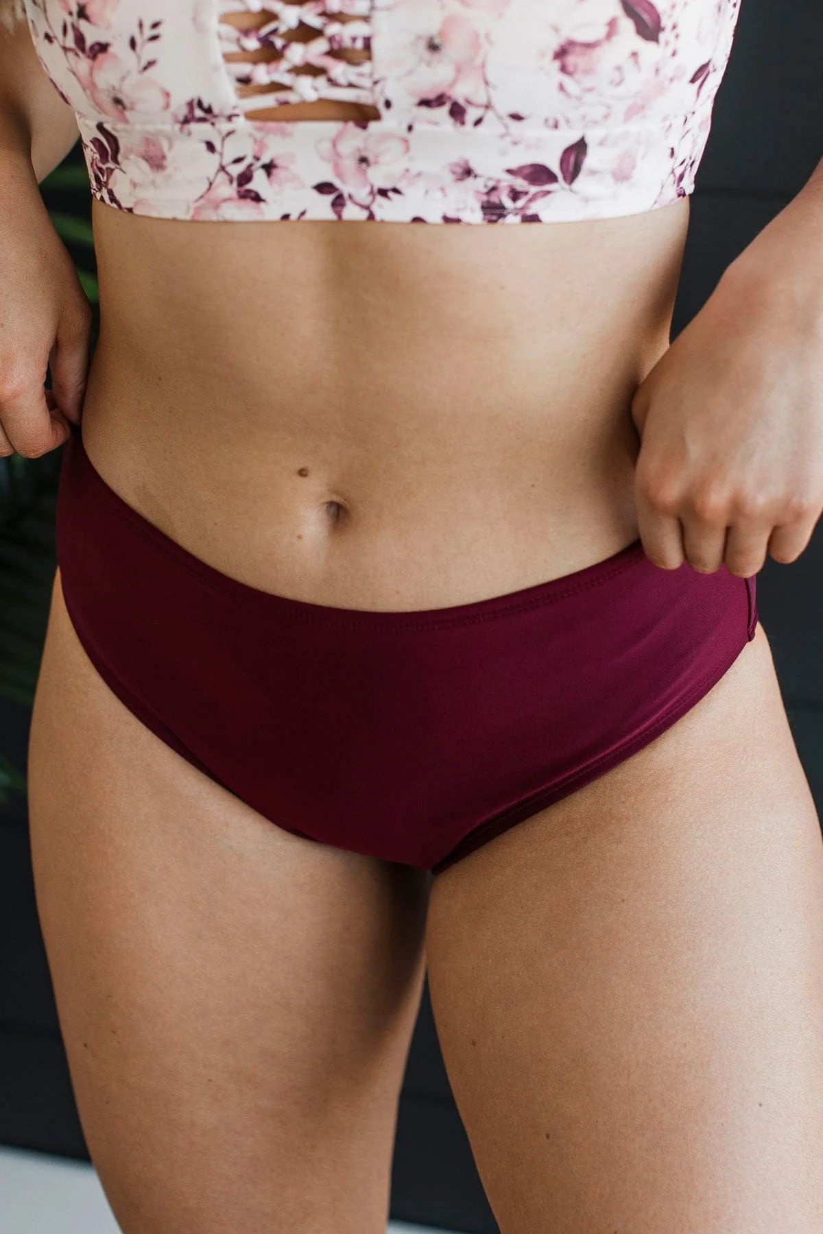 Bask In The Sun Swim Bottoms- Burgundy