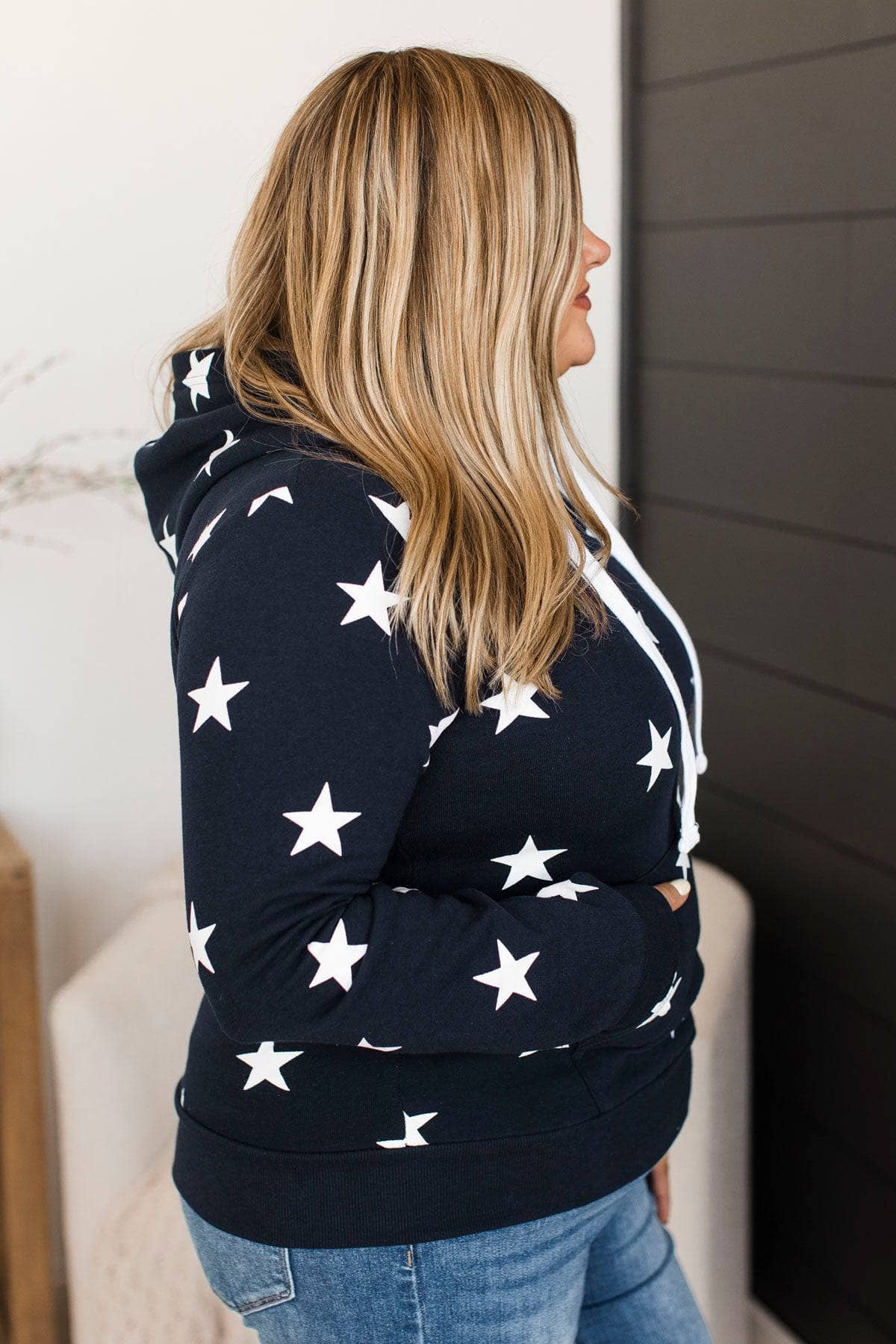 Be A Star Drawstring Hoodie- Deep Navy - Image 5