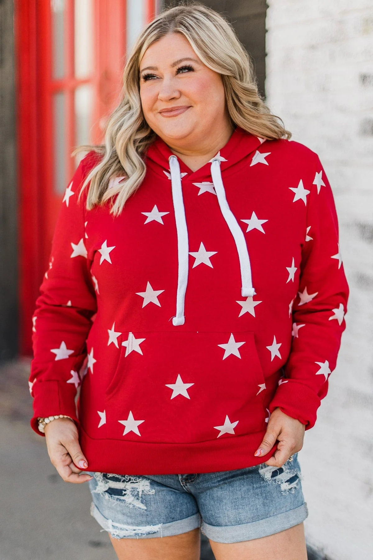 Be A Star Drawstring Hoodie- Red - Image 5