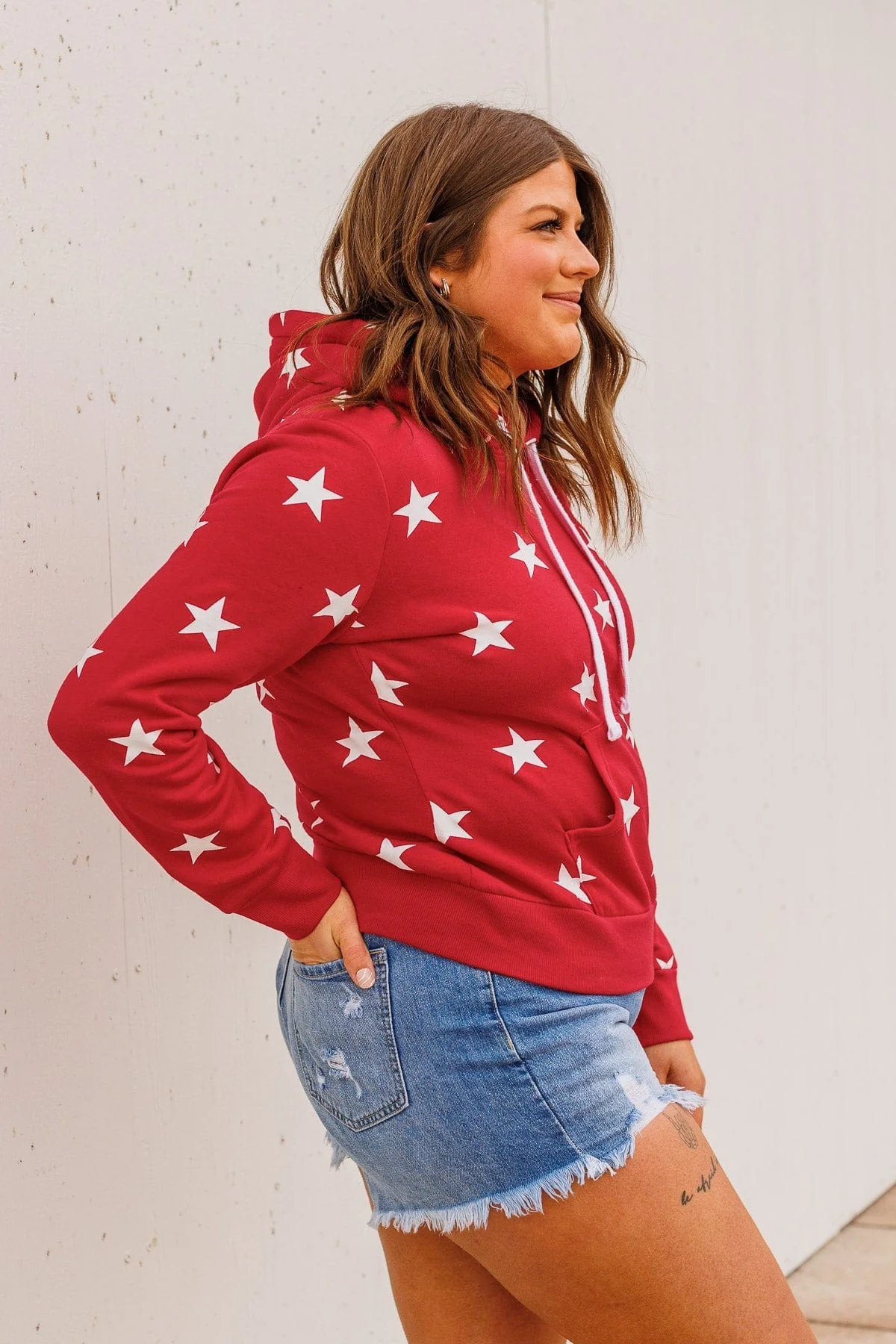 Be A Star Drawstring Hoodie- Red - Image 9