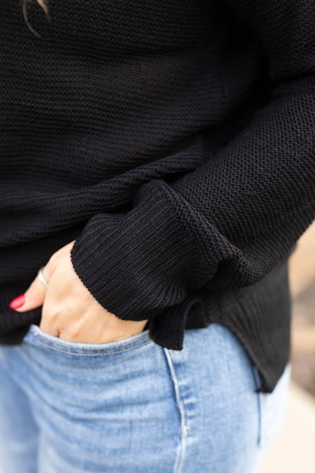 Be Fashionable Knit Sweater- Black - Image 3