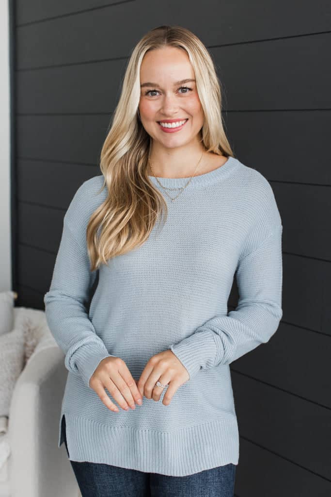 Be Fashionable Knit Sweater- Dusty Blue - Image 2
