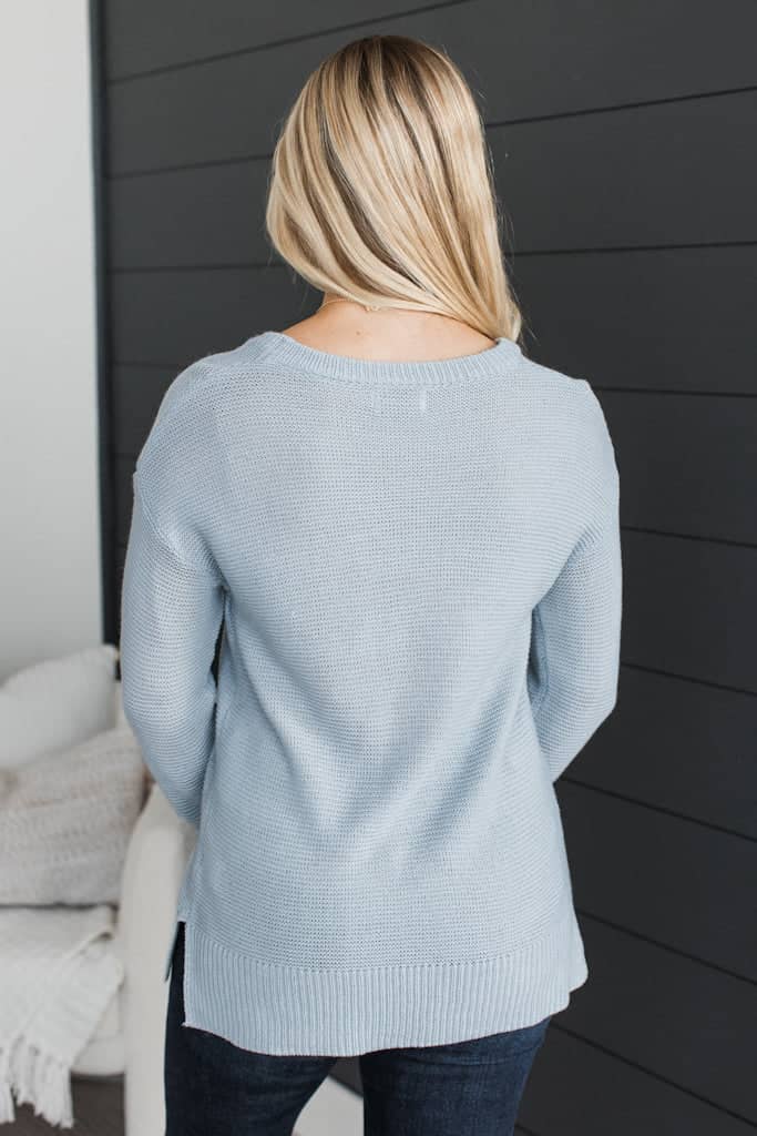 Be Fashionable Knit Sweater- Dusty Blue - Image 4