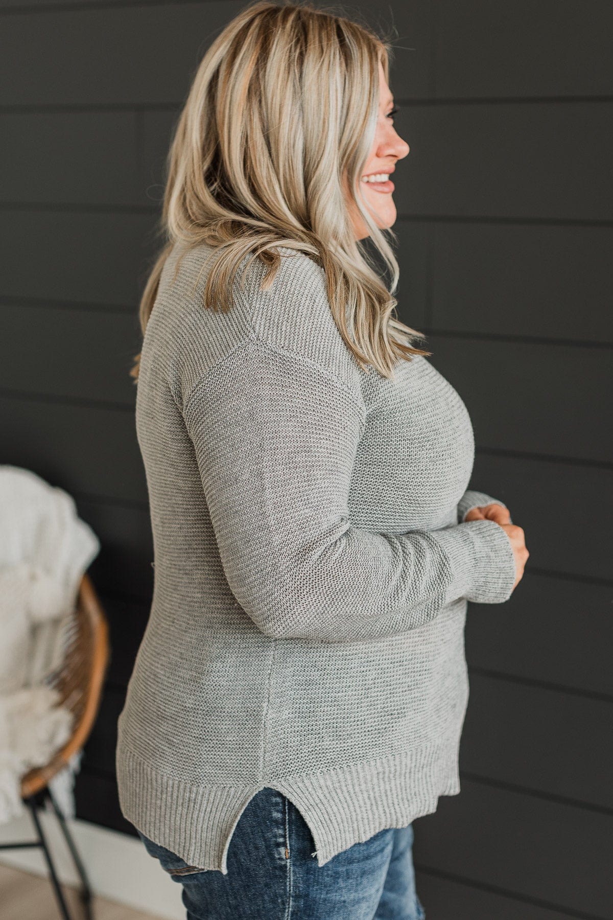 Be Fashionable Knit Sweater- Heather Grey - Image 5