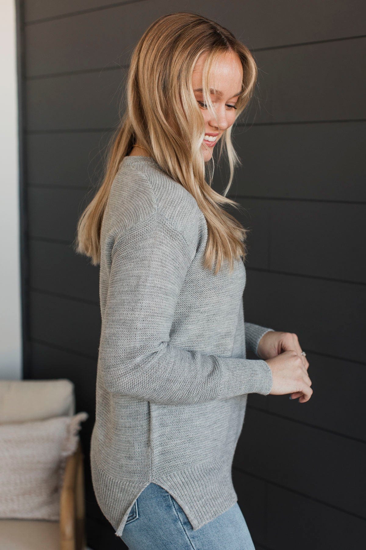 Be Fashionable Knit Sweater- Light Grey - Image 6