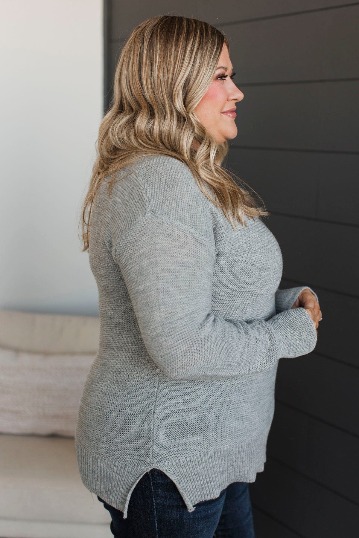 Be Fashionable Knit Sweater- Light Grey - Image 7