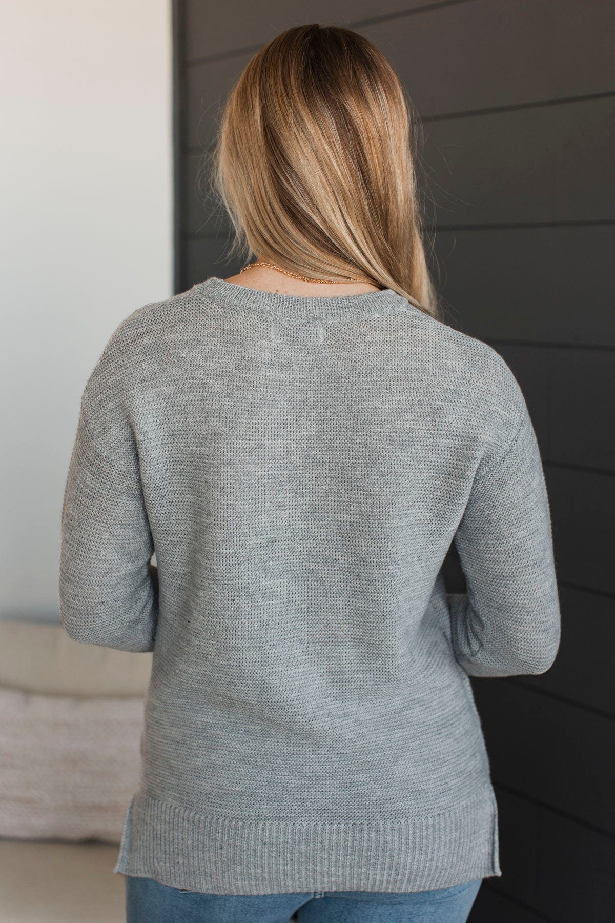 Be Fashionable Knit Sweater- Light Grey - Image 8