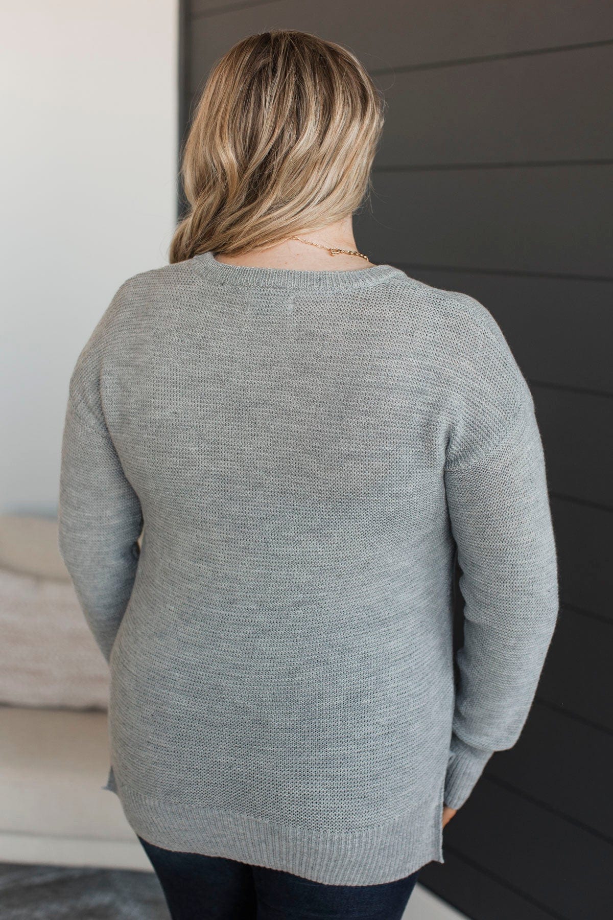 Be Fashionable Knit Sweater- Light Grey - Image 9