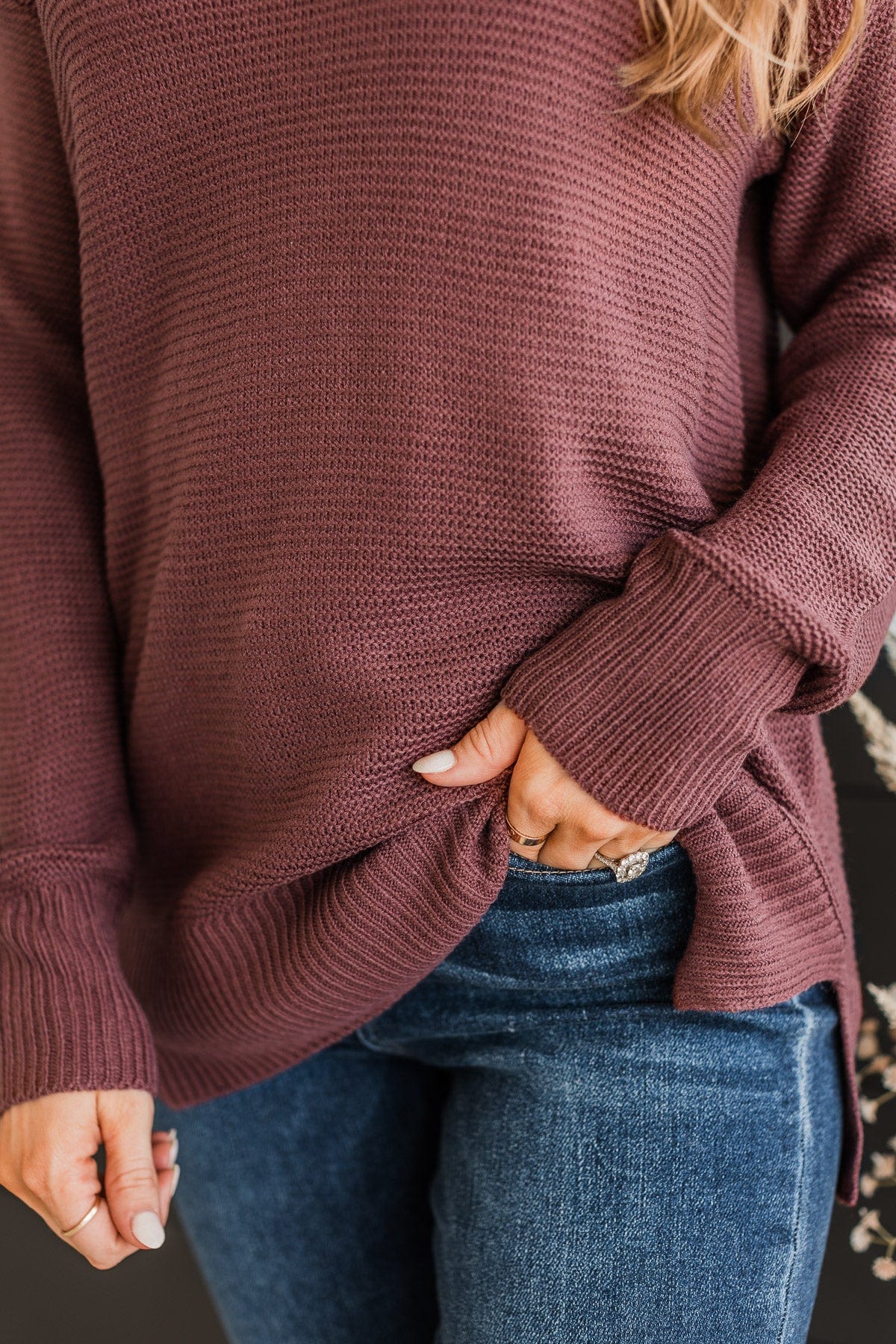 Be Fashionable Knit Sweater- Marsala - Image 5