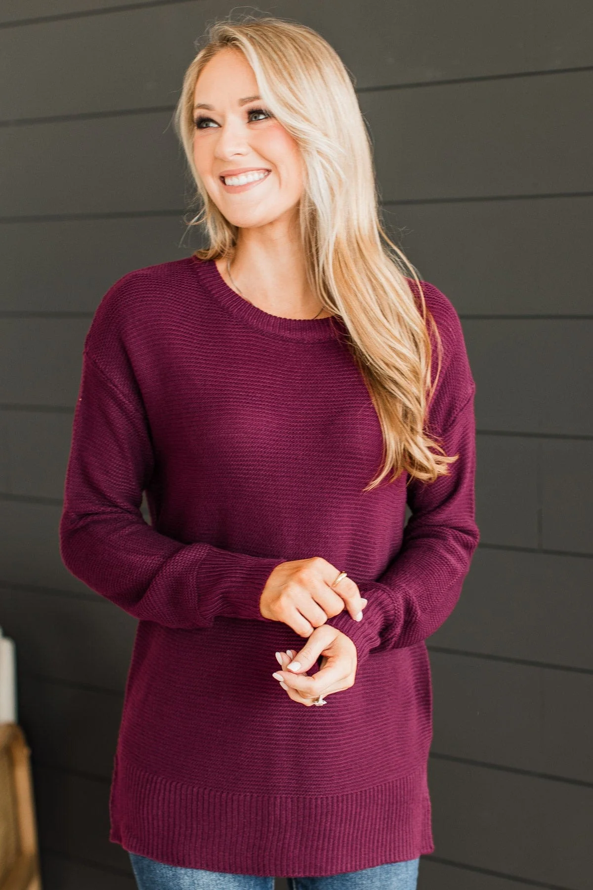 Be Fashionable Knit Sweater- Wine - Image 4