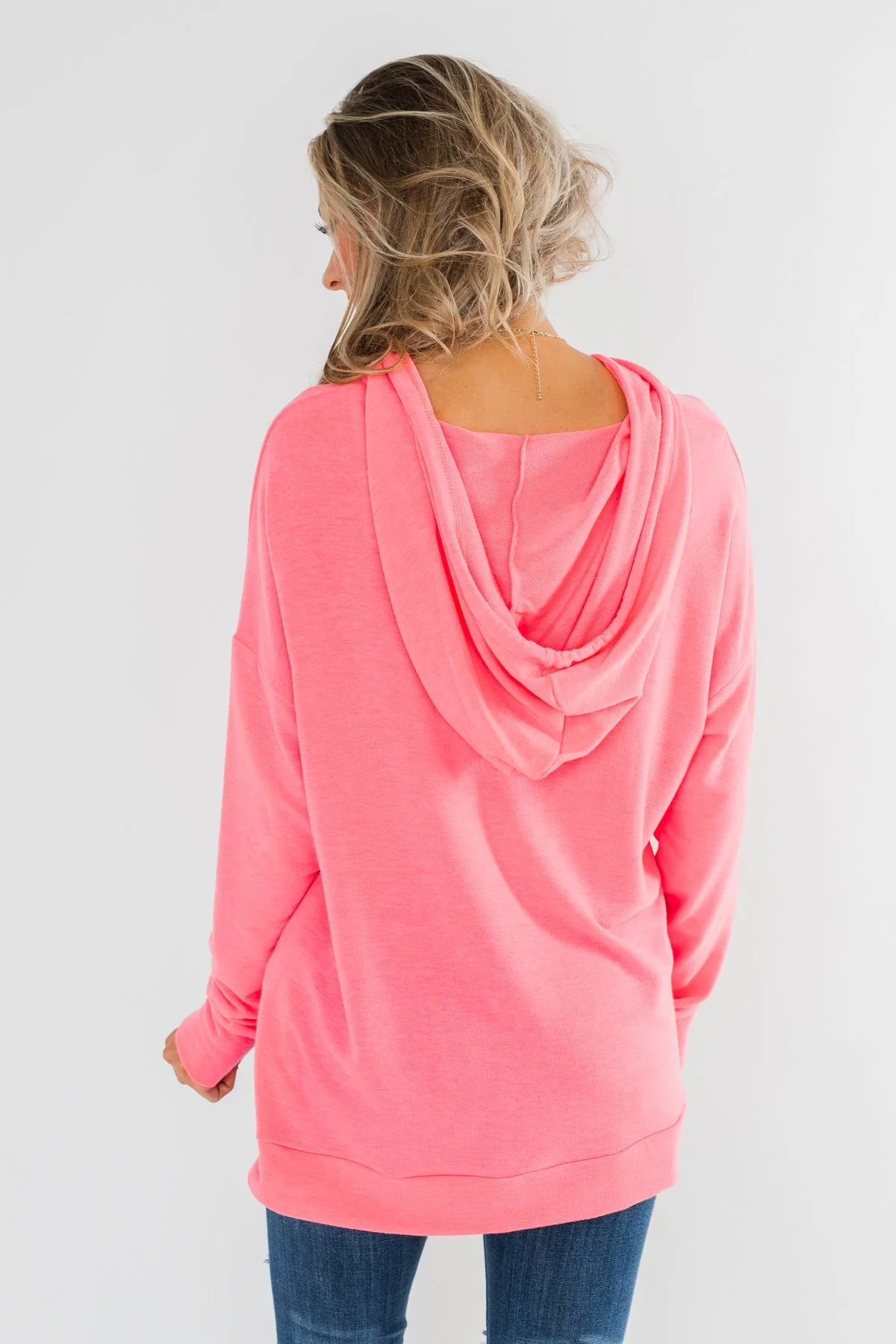Be Happy Long Sleeve Pullover- Neon Pink - Image 11