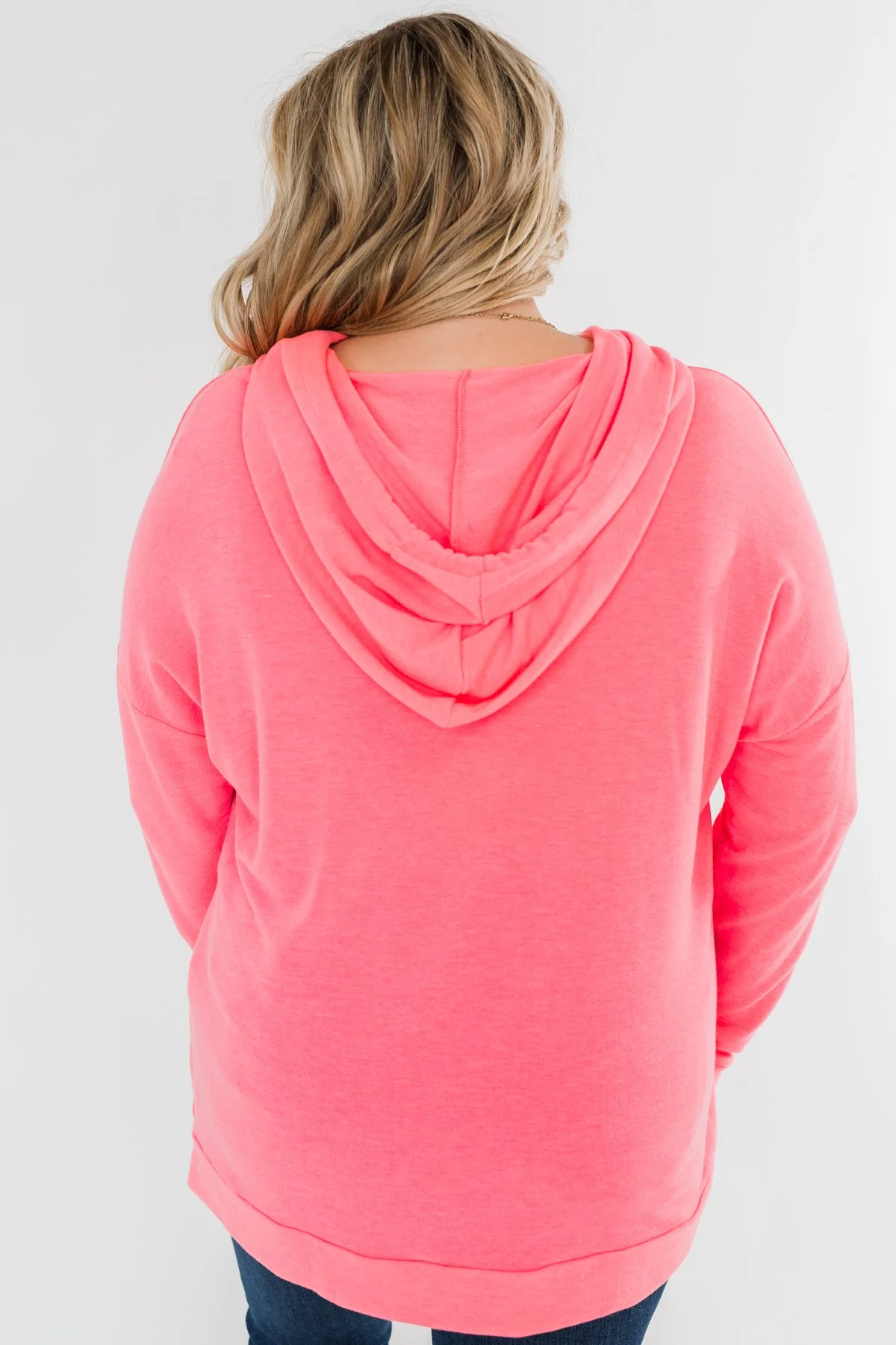 Be Happy Long Sleeve Pullover- Neon Pink - Image 9