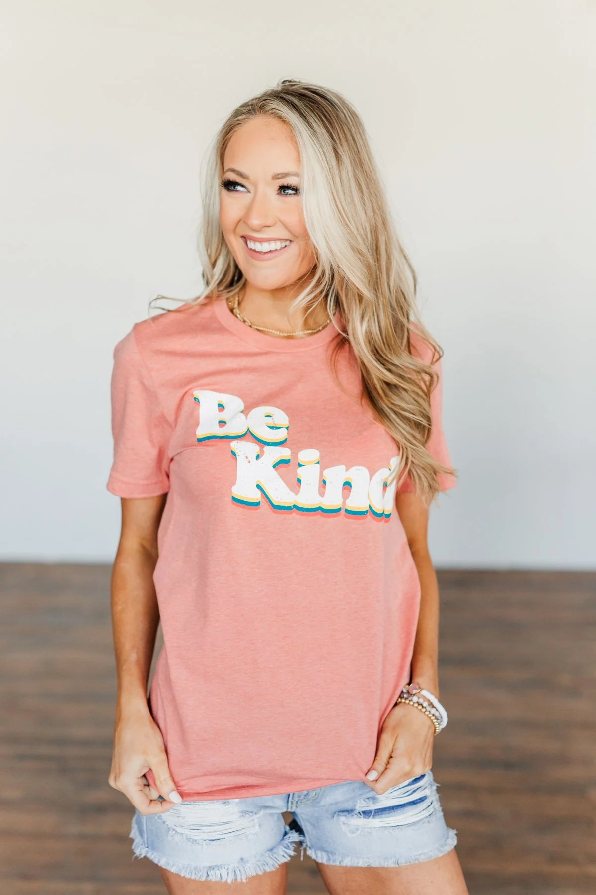 "Be Kind" Graphic Tee- Dusty Coral - Image 2