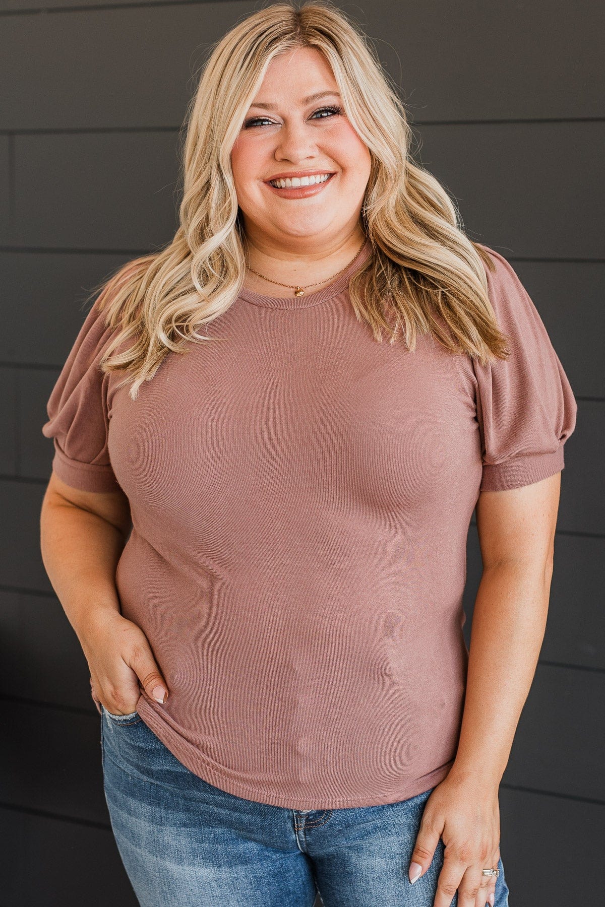 Be Mine Forever Puff Sleeve Top- Dusty Rose - Image 4