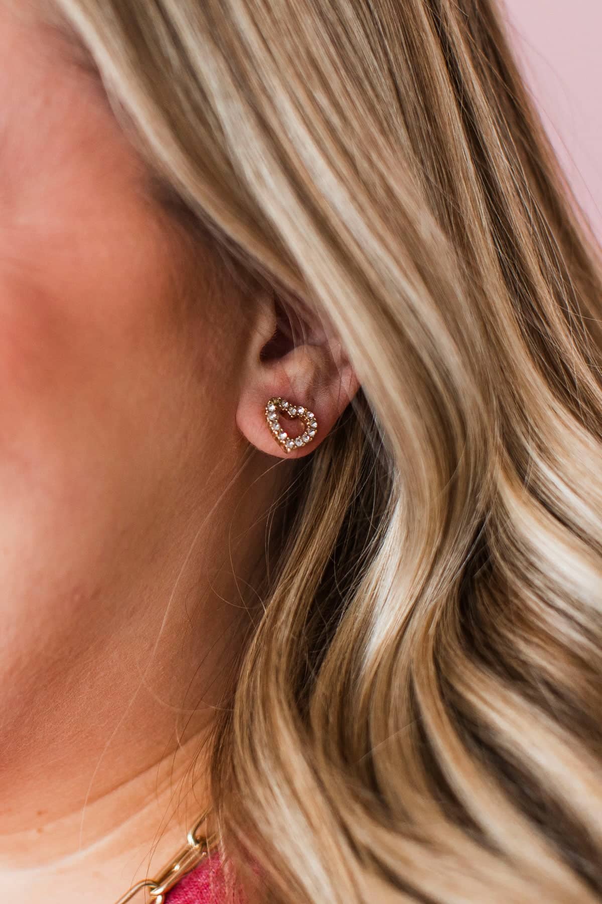 Be My Always Studded Heart Earrings- Gold - Image 2
