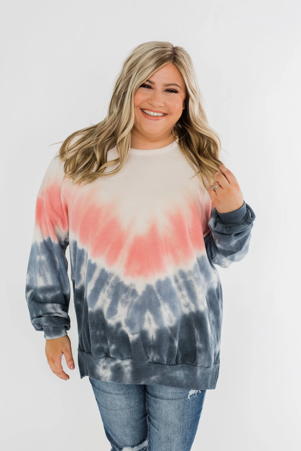 Be My Someone Tie Dye Pullover Top- Pink & Navy - Image 6