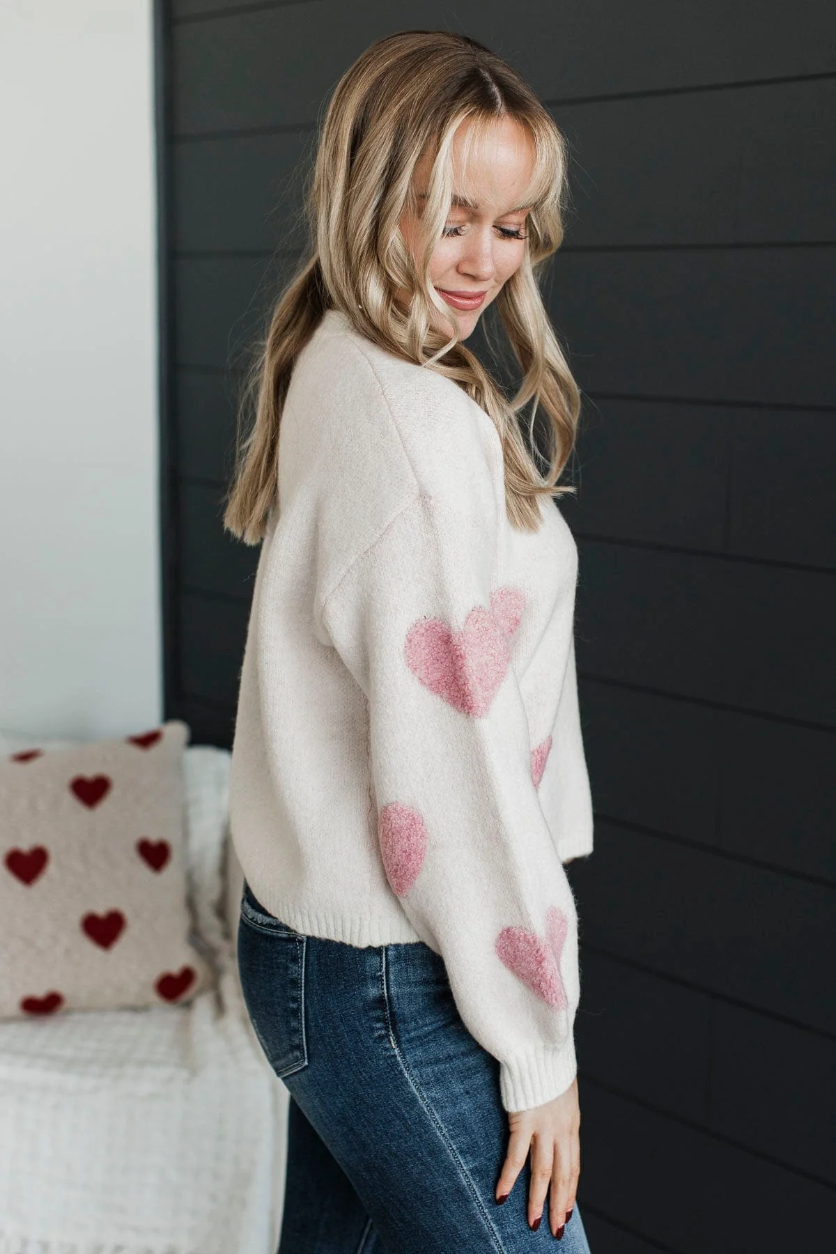 Be My World Heart Knit Sweater- Light Pink - Image 5