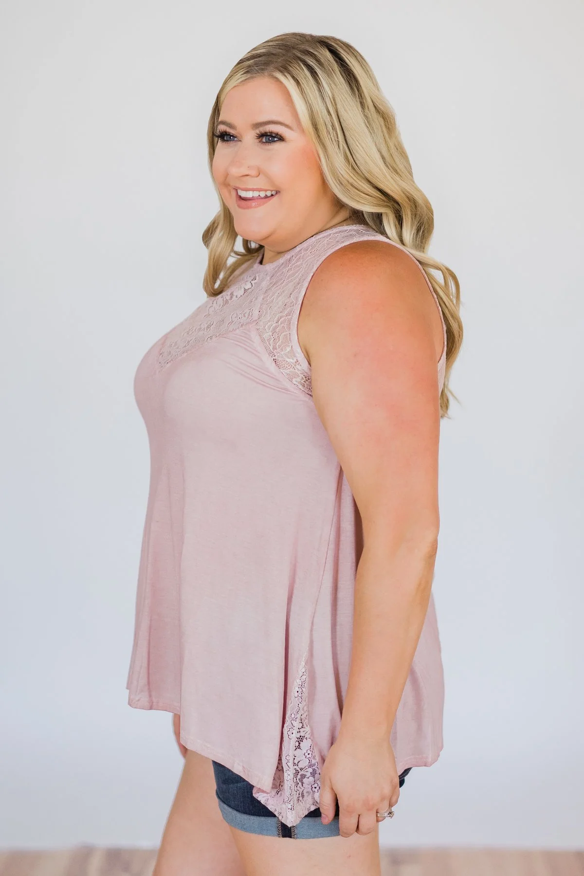 Be Near Me Lace Detail Tank Top- Vintage Blush - Image 8