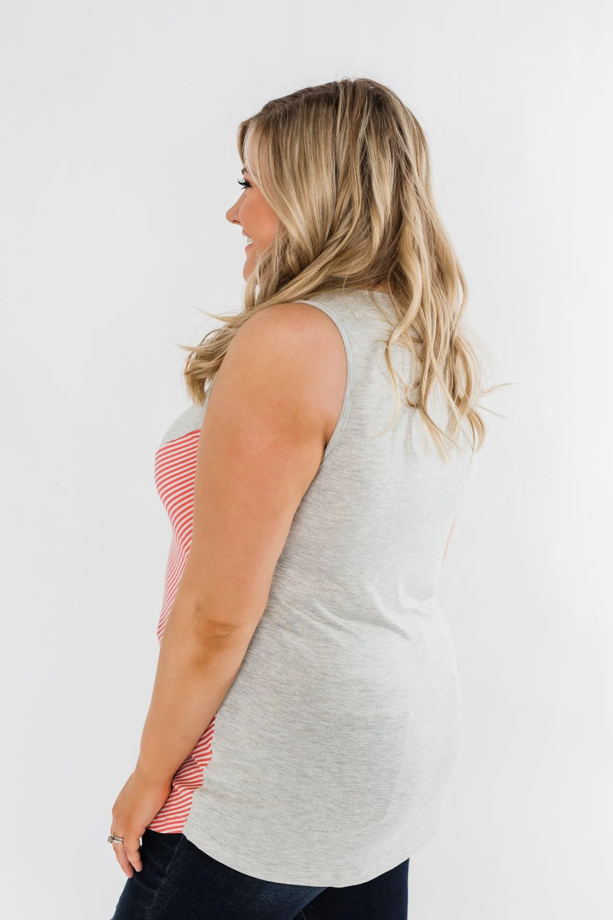Be Somebody Color Block Tank Top- Grey & Coral - Image 8