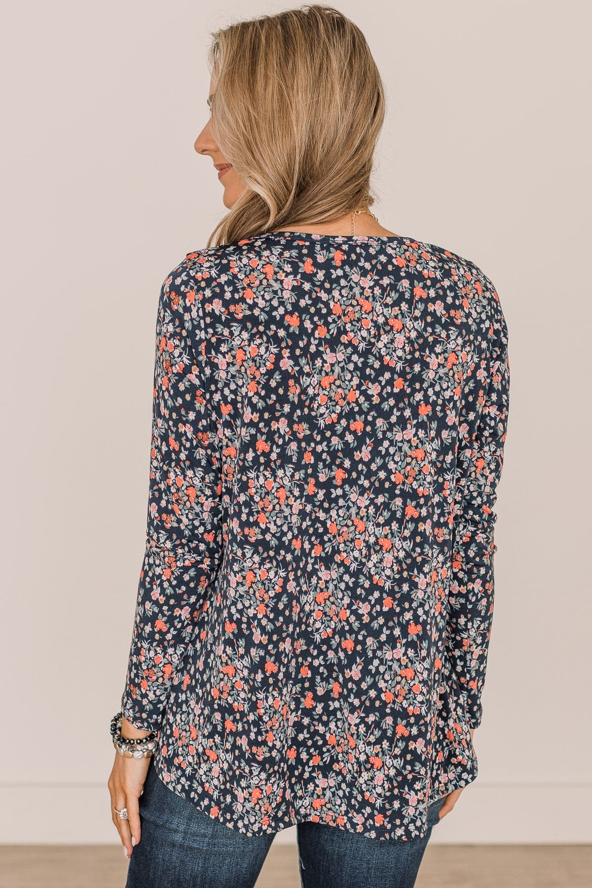 Be The Best Floral Long Sleeve Top- Navy - Image 7