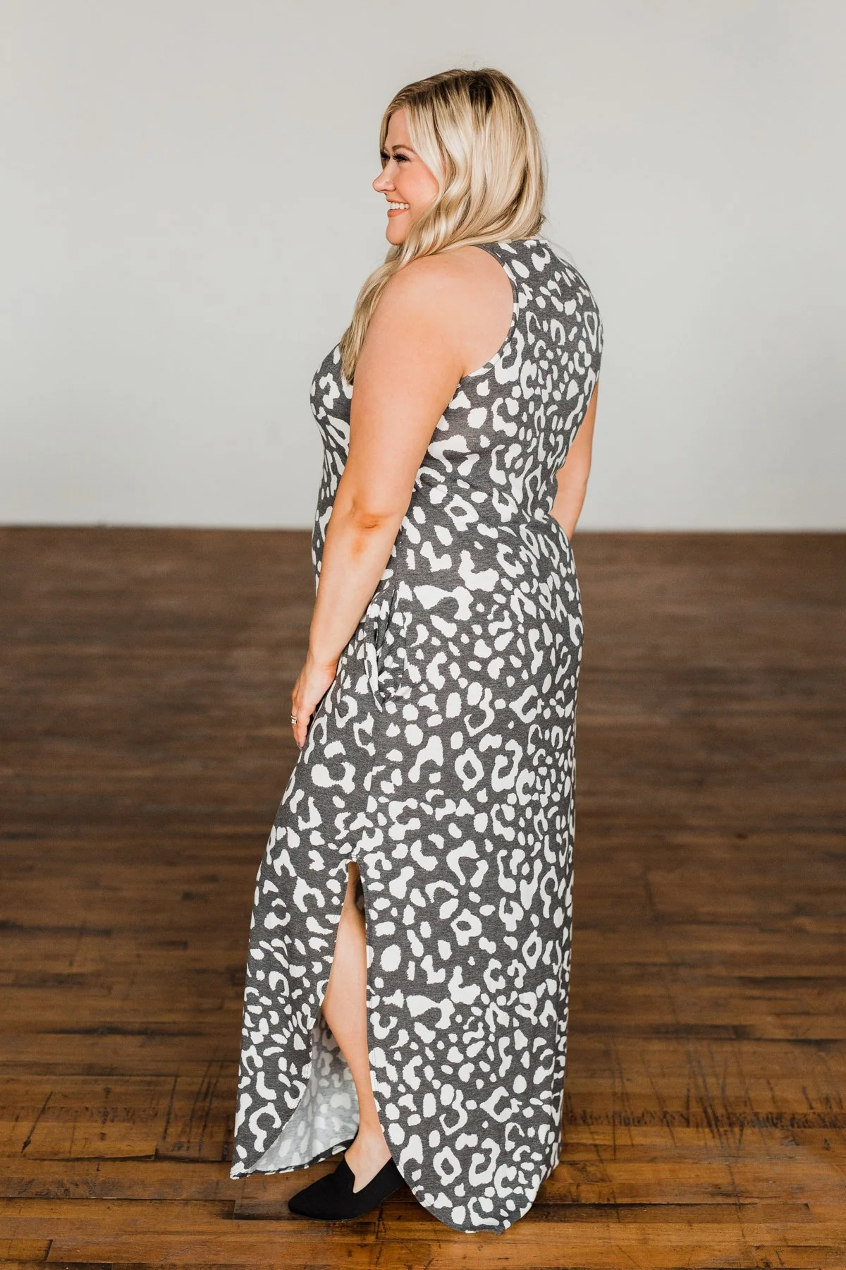 Be The Change Sleeveless Maxi Dress- Charcoal & Ivory - Image 13
