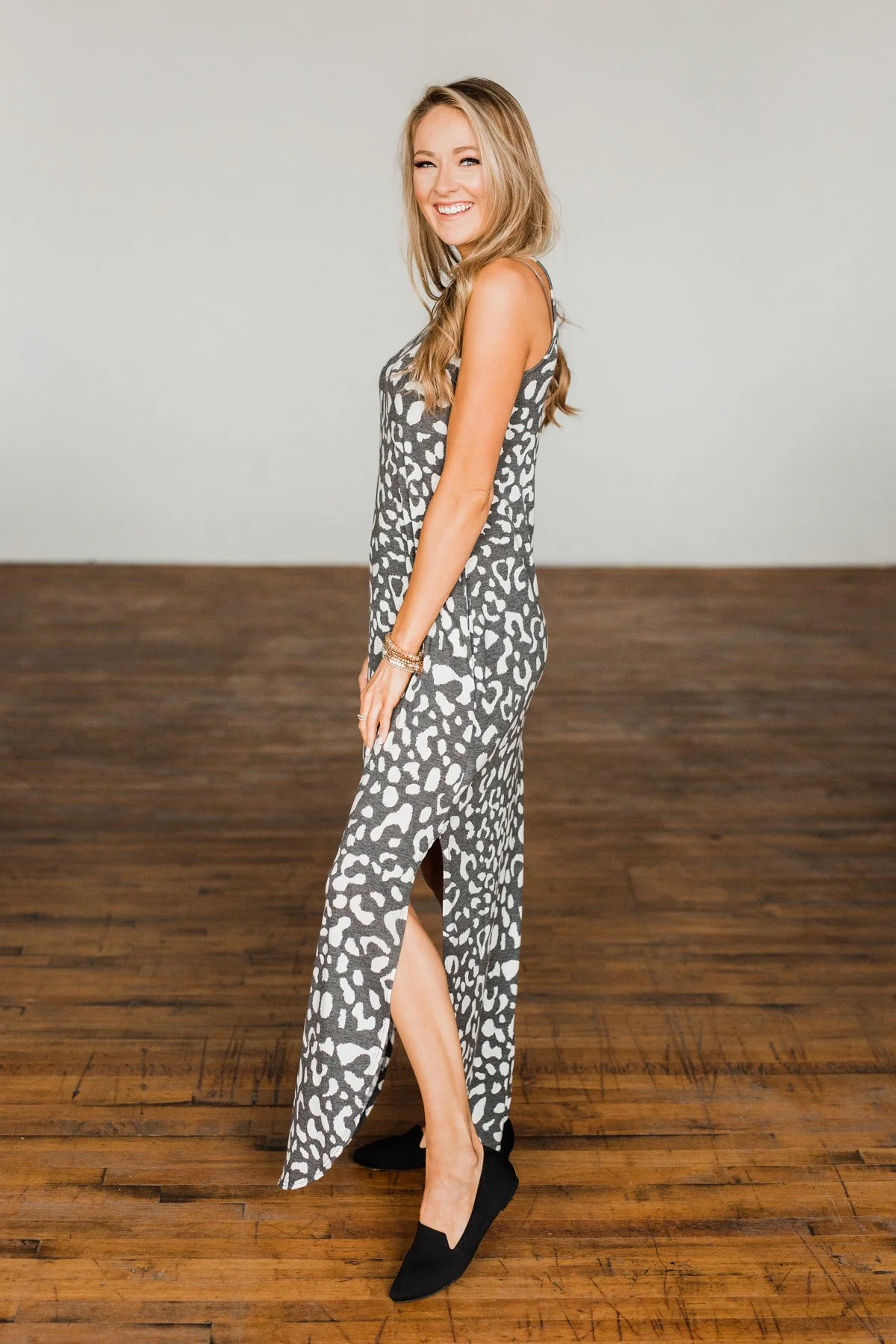 Be The Change Sleeveless Maxi Dress- Charcoal & Ivory - Image 15