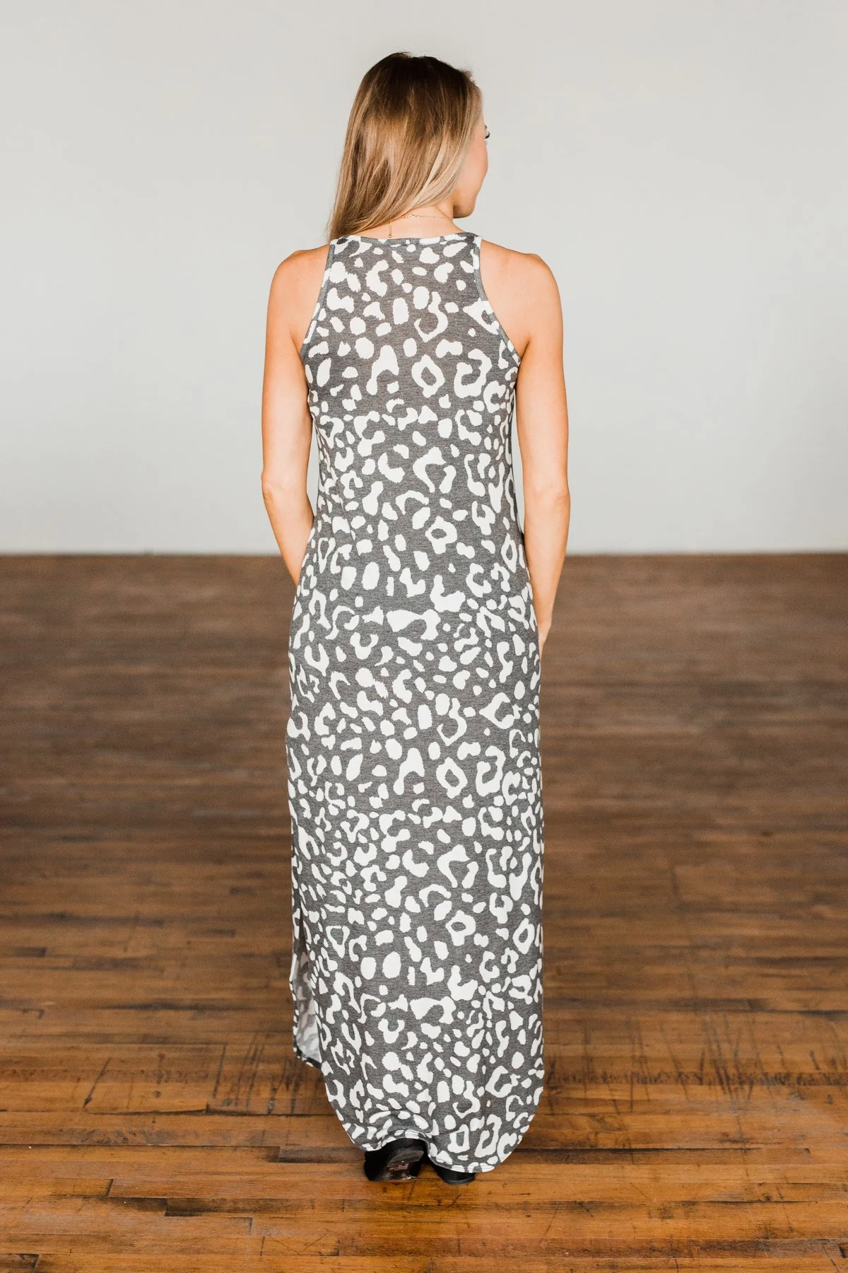 Be The Change Sleeveless Maxi Dress- Charcoal & Ivory - Image 16