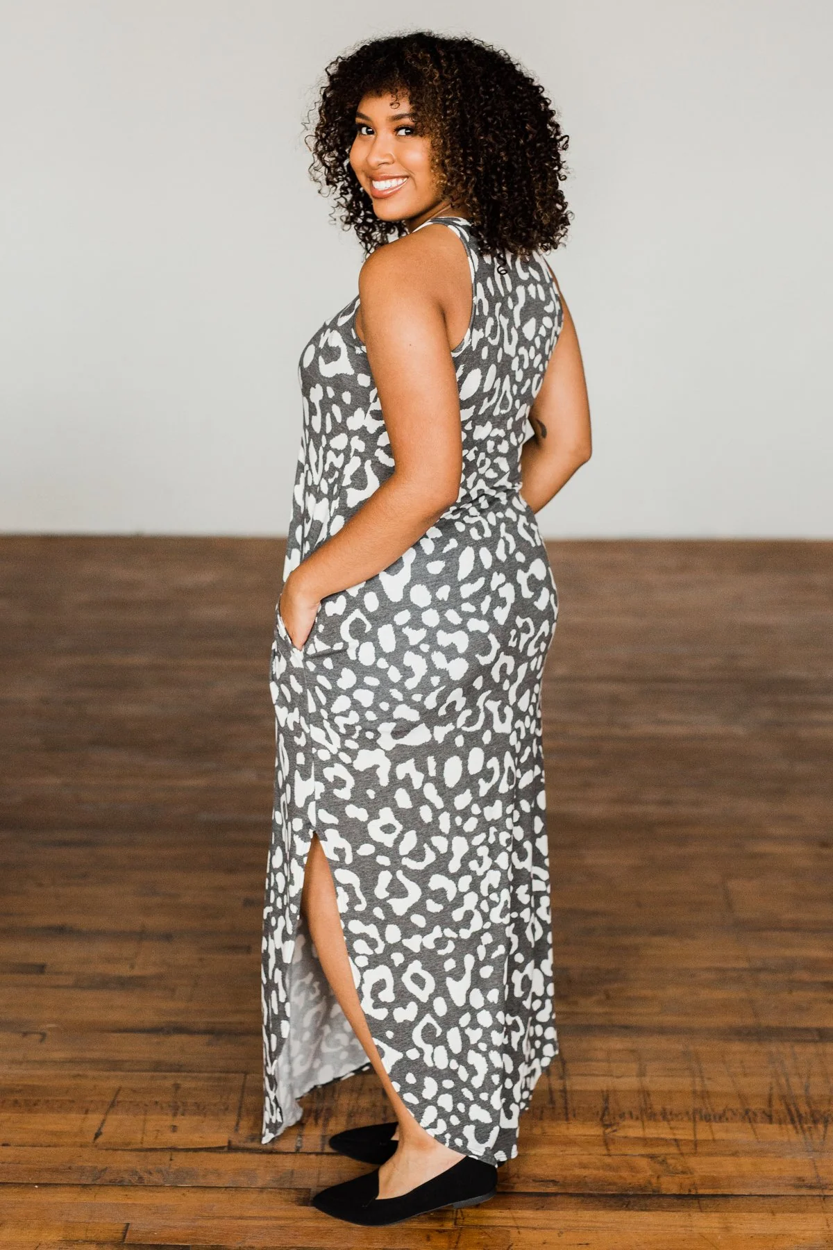 Be The Change Sleeveless Maxi Dress- Charcoal & Ivory - Image 17