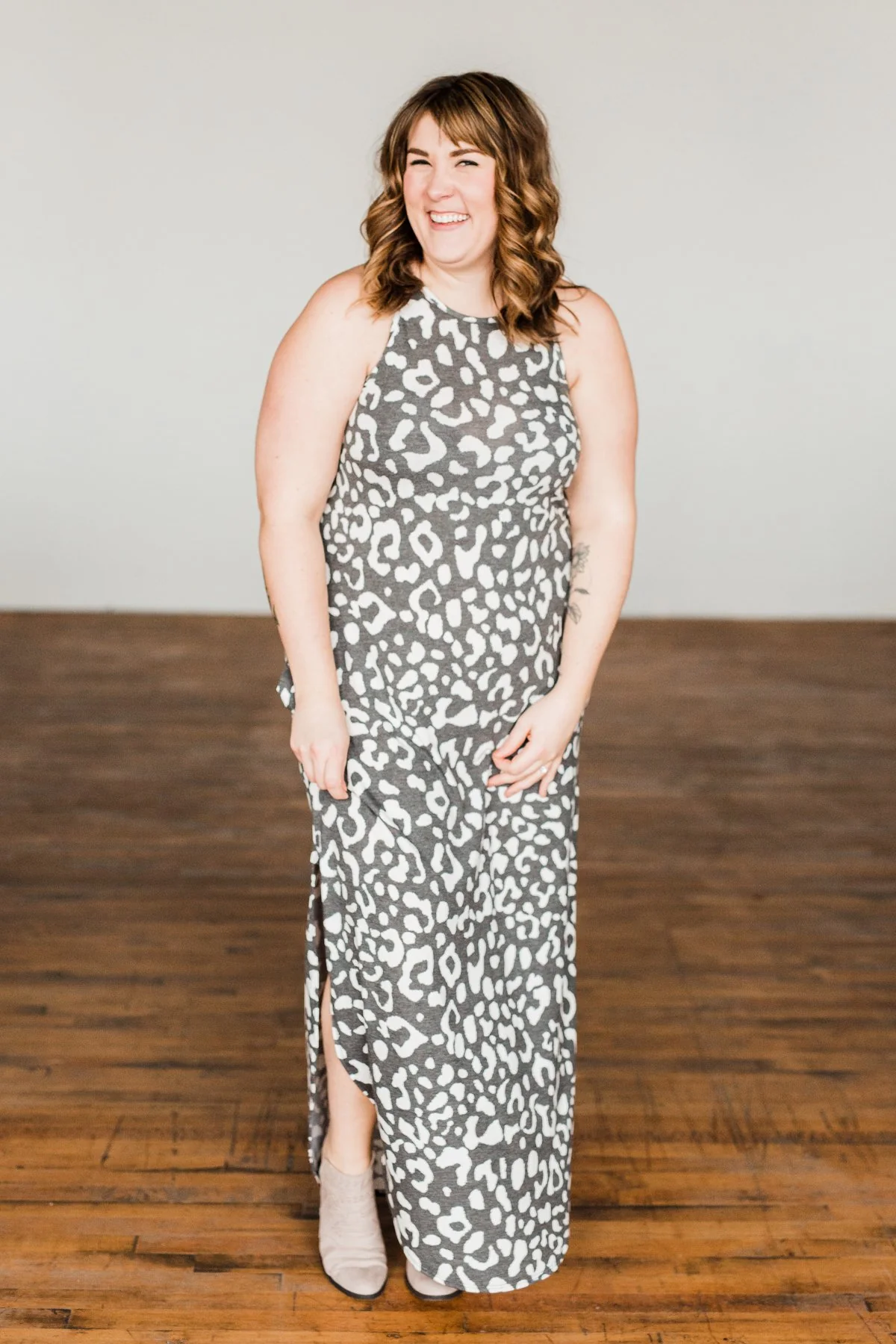 Be The Change Sleeveless Maxi Dress- Charcoal & Ivory - Image 18