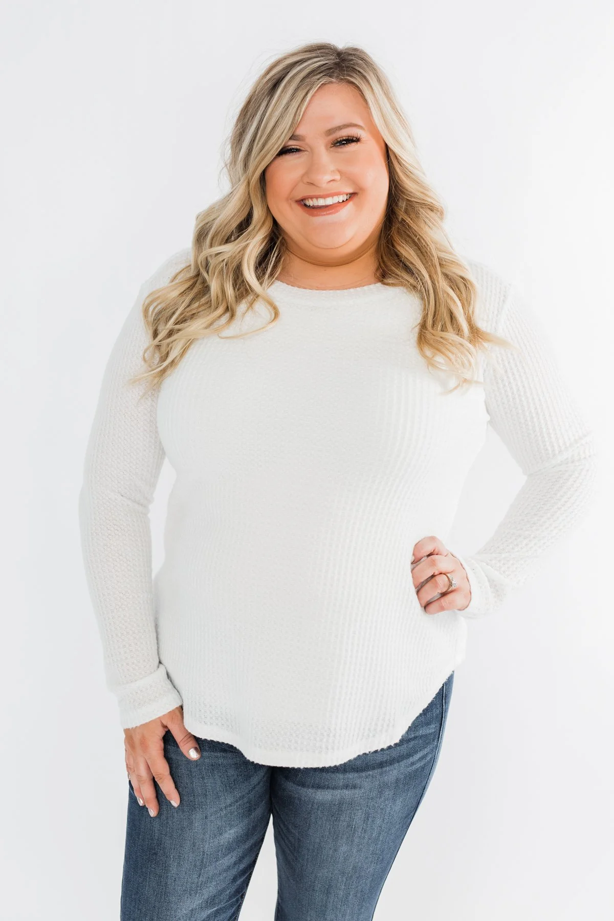 Be With You Waffle Knit Top- Off White - Image 2