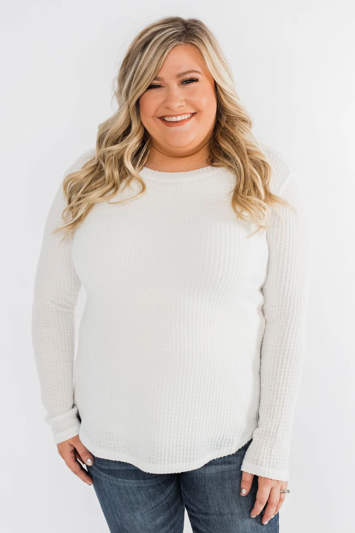 Be With You Waffle Knit Top- Off White - Image 4