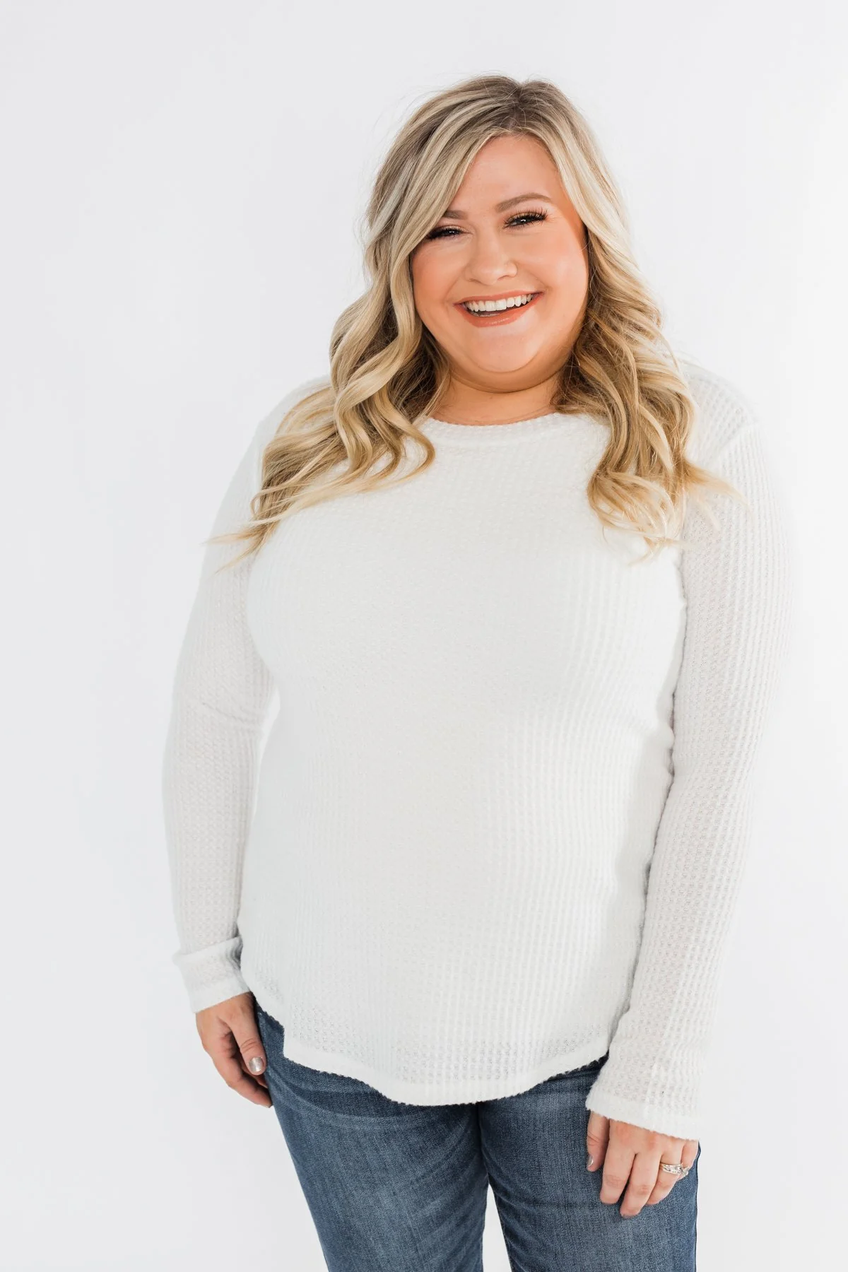 Be With You Waffle Knit Top- Off White - Image 6