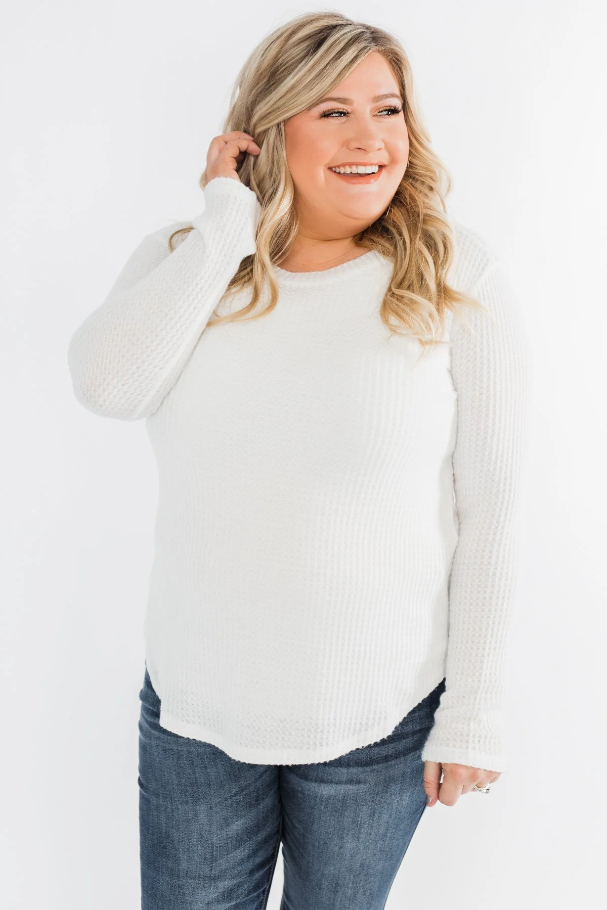 Be With You Waffle Knit Top- Off White - Image 7