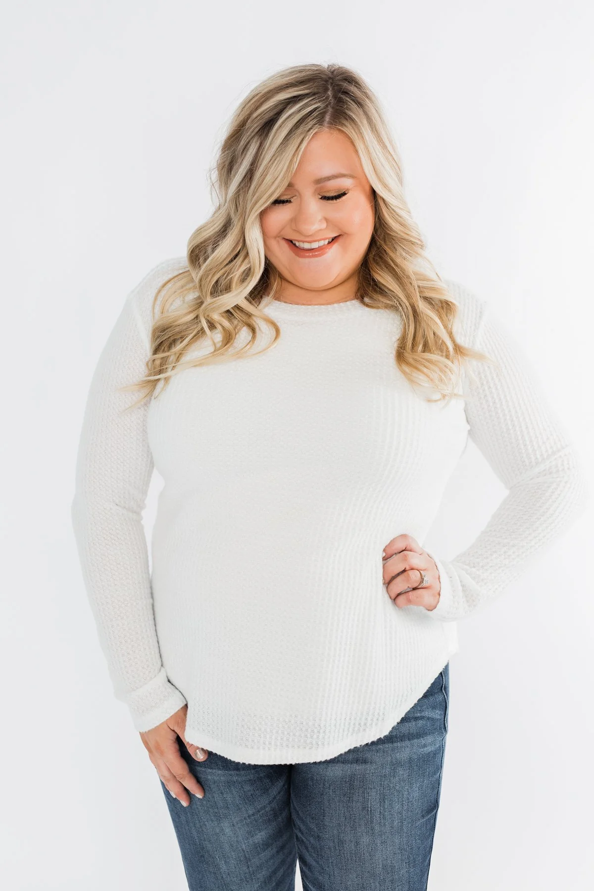 Be With You Waffle Knit Top- Off White - Image 9