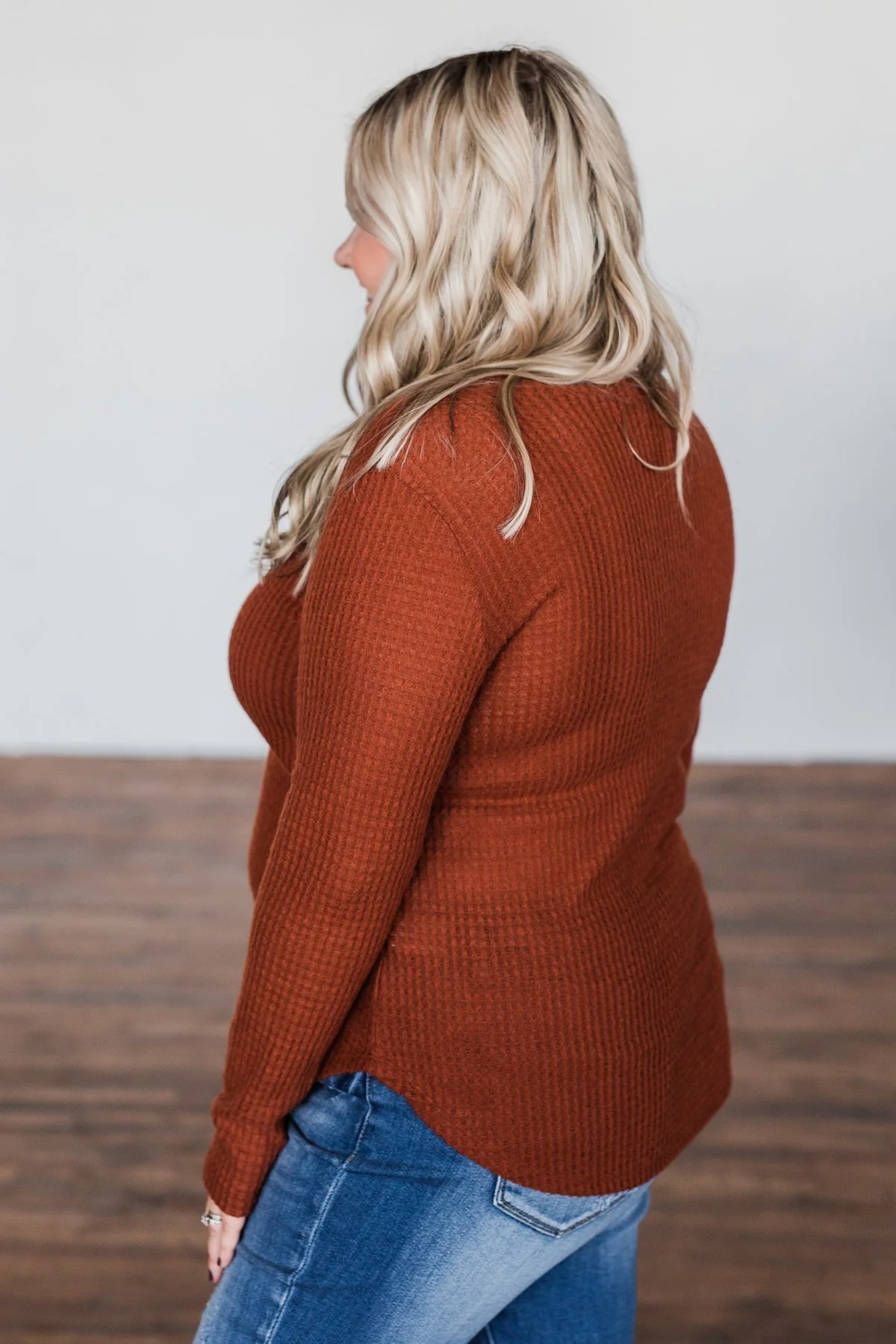 Be With You Waffle Knit Top- Rust - Image 3